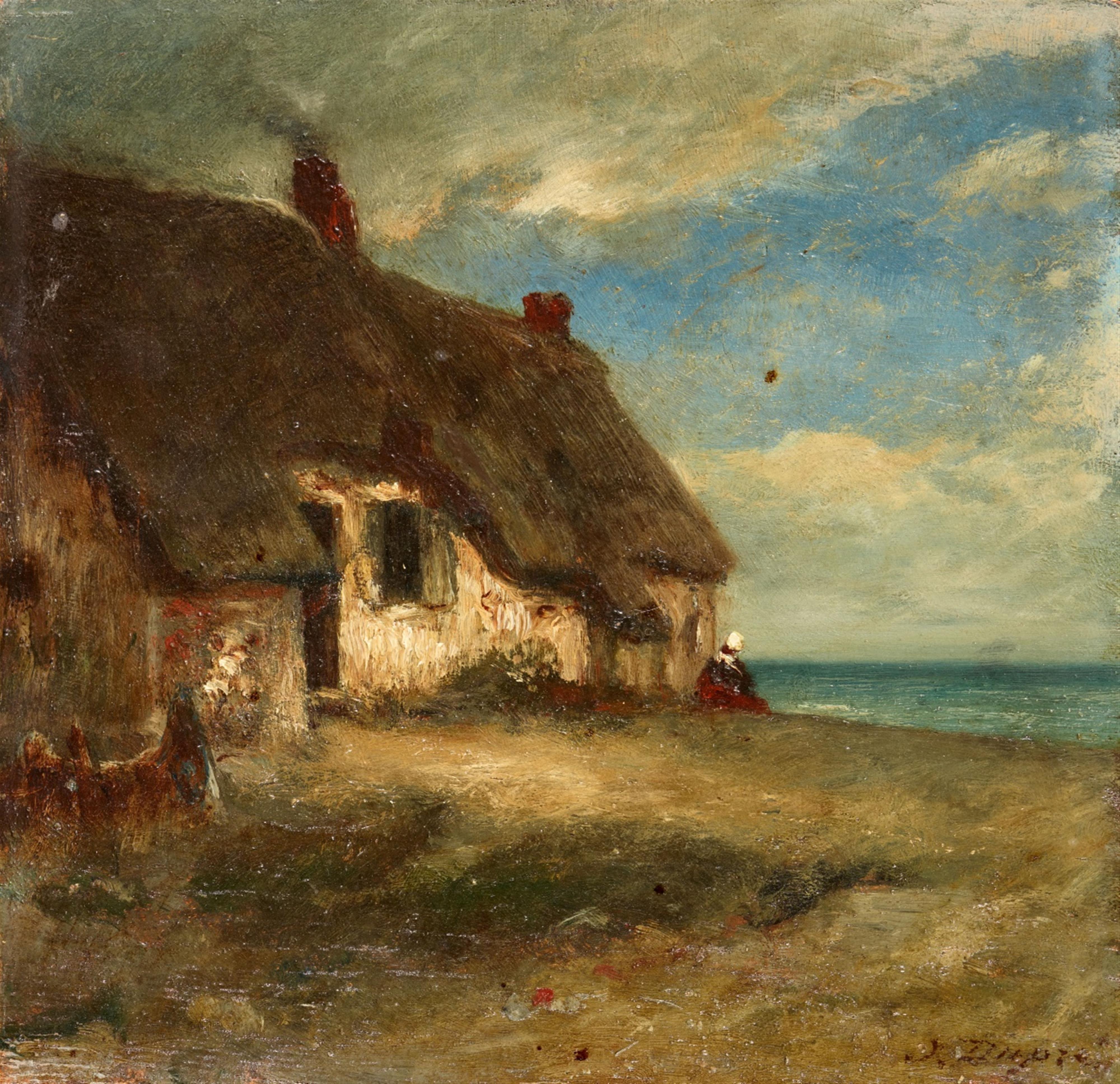 Jules Dupré - Thatched Cottage on the Coast of Normandy - image-1