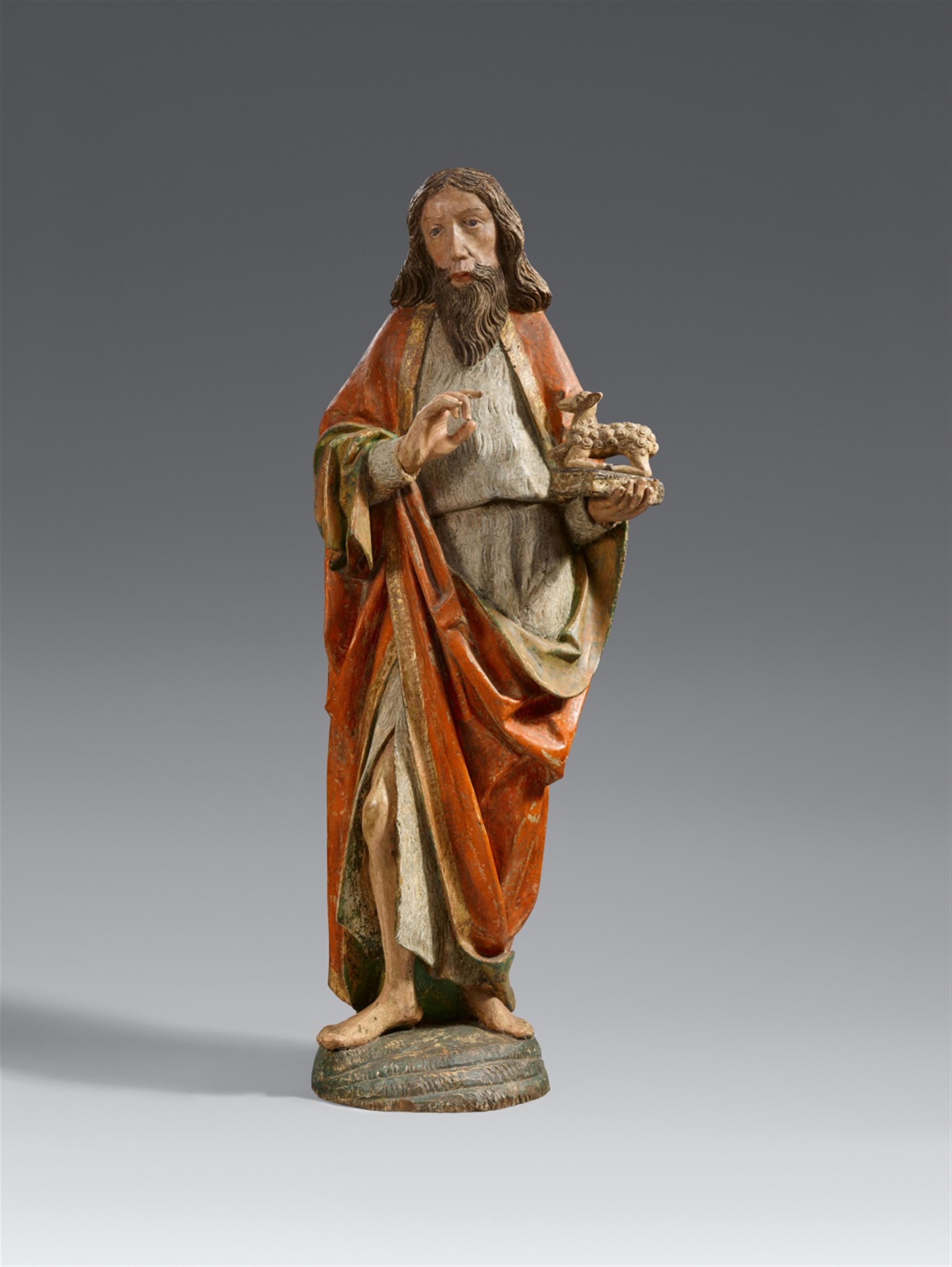 Grasser, circle of - A carved wood figure of John the Baptist, circle of Erasmus Grasser - image-1
