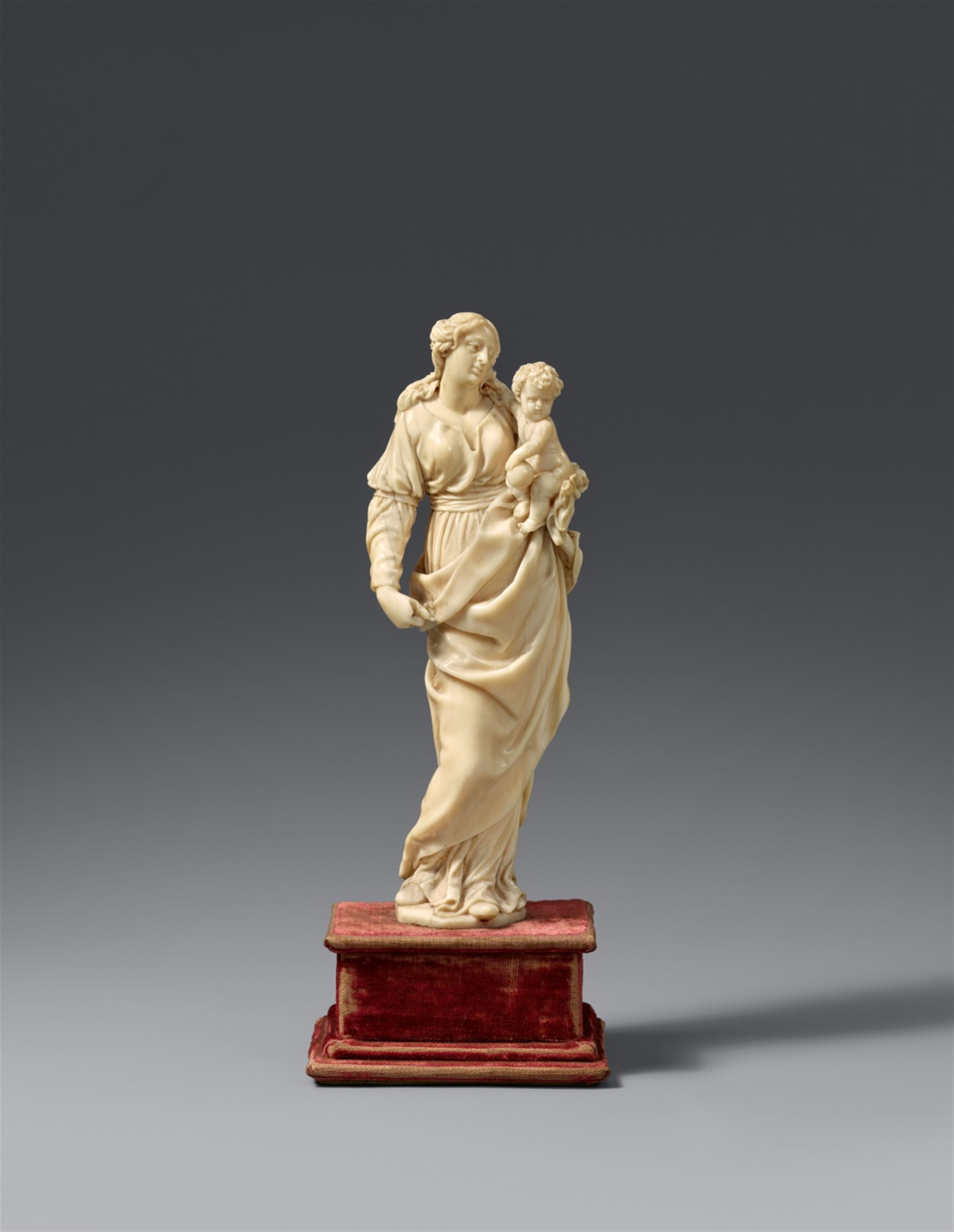 Flemish second half 17th century - A Flemish carved ivory figure of the Virgin and Child, second half 17th century - image-1