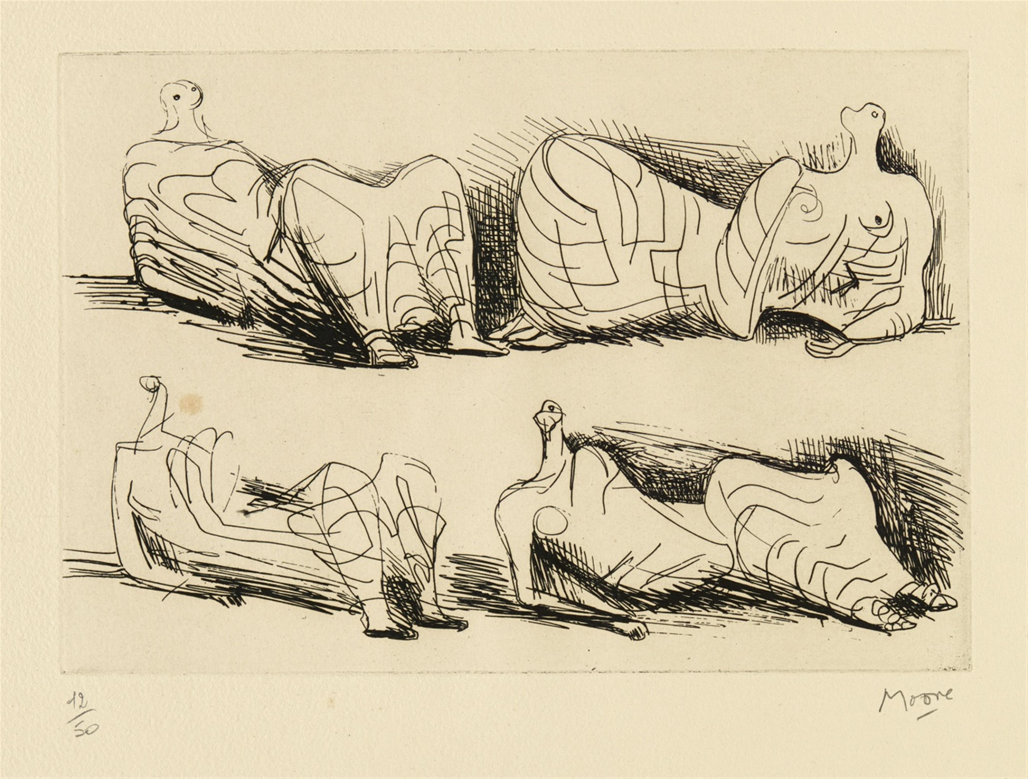 Henry Moore - Four Draped Reclining Figures - image-1
