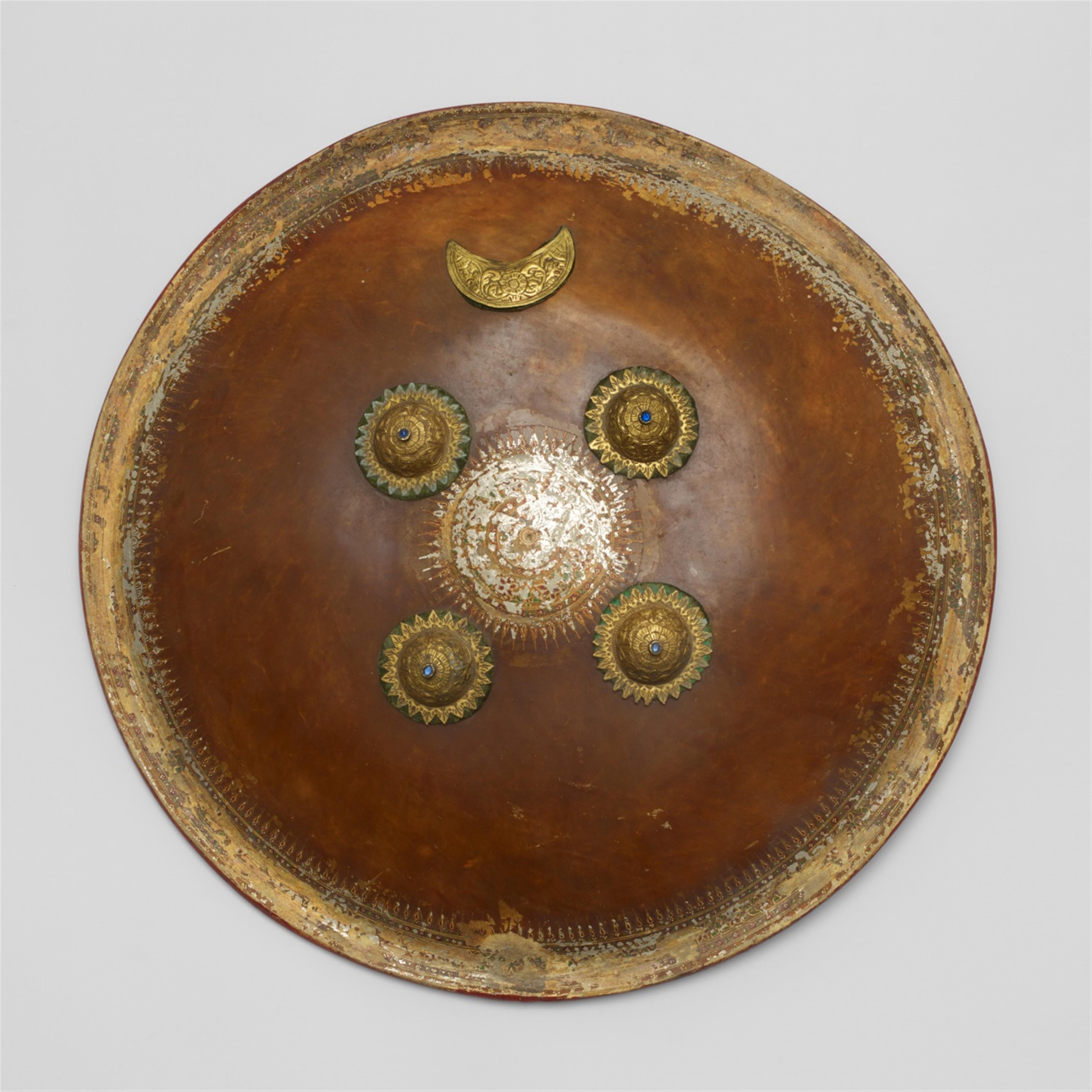 Two Rajasthani hide and metal shields (dhal). 18th/19th century - image-1