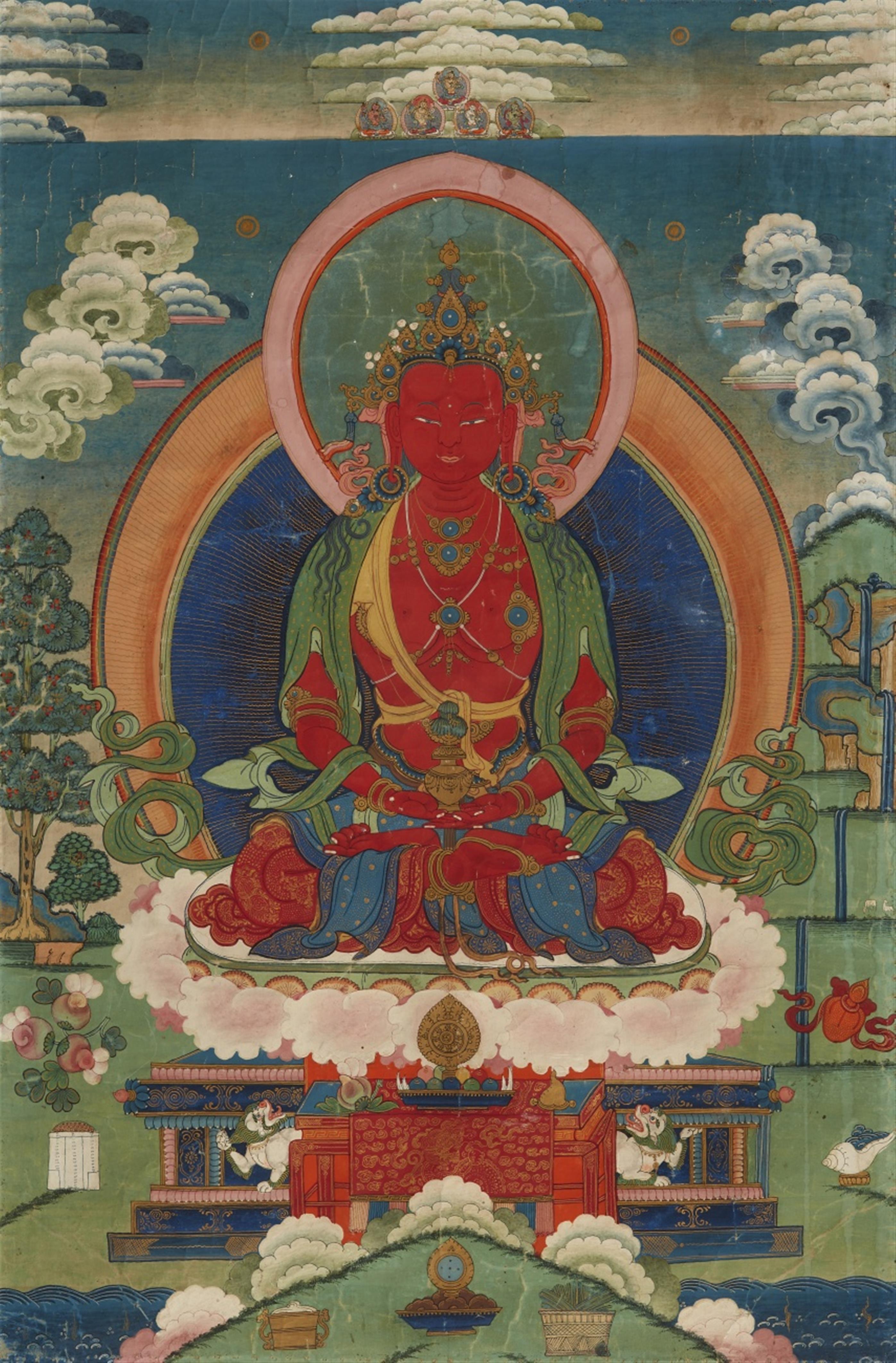 Thangka des Buddha Amitayus. Tibetochinesisch. 19. Jh. - image-1