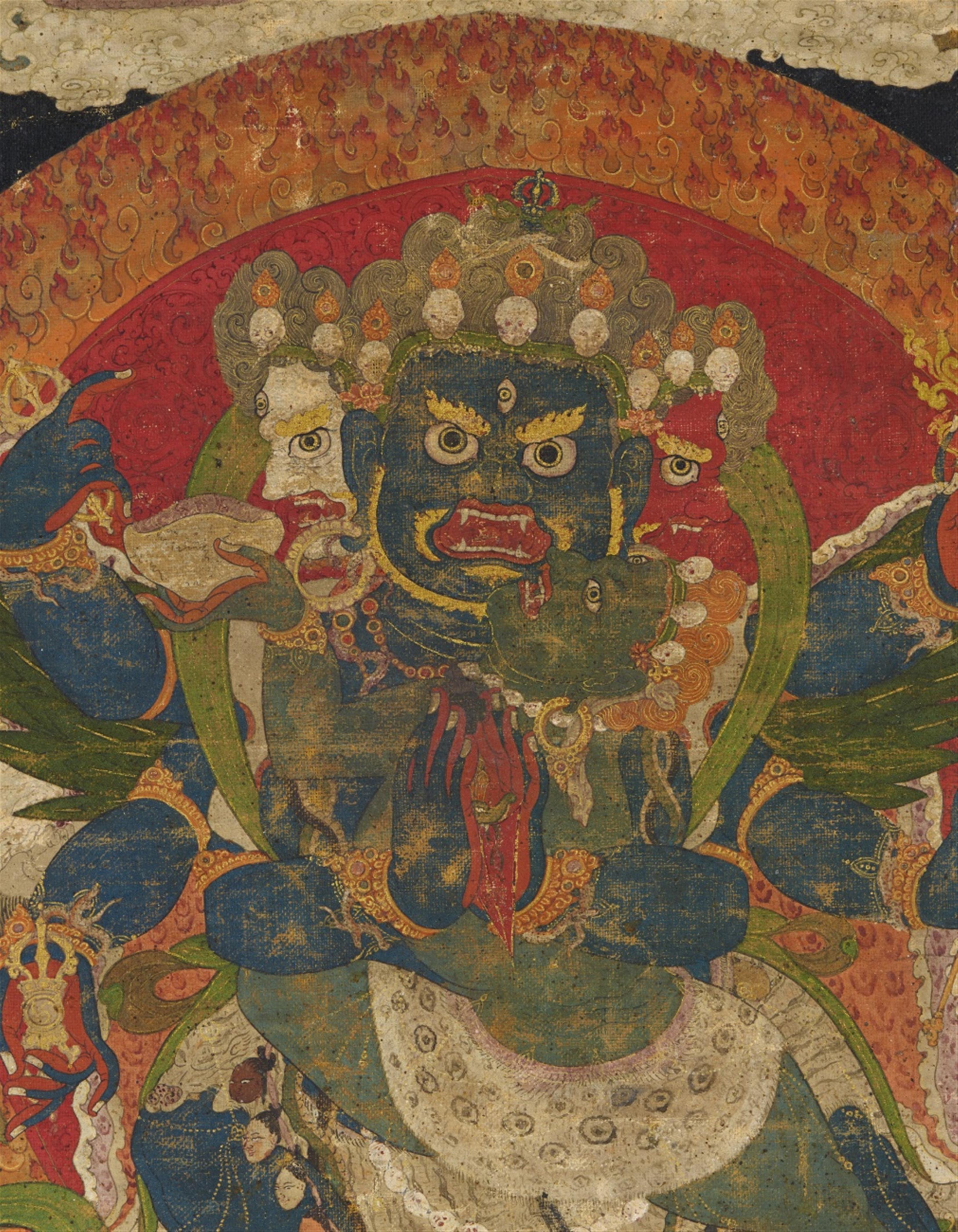 Schwarzgrundiges thangka des Vajrakila in yab-yum. Tibet. Um 1700 - image-2