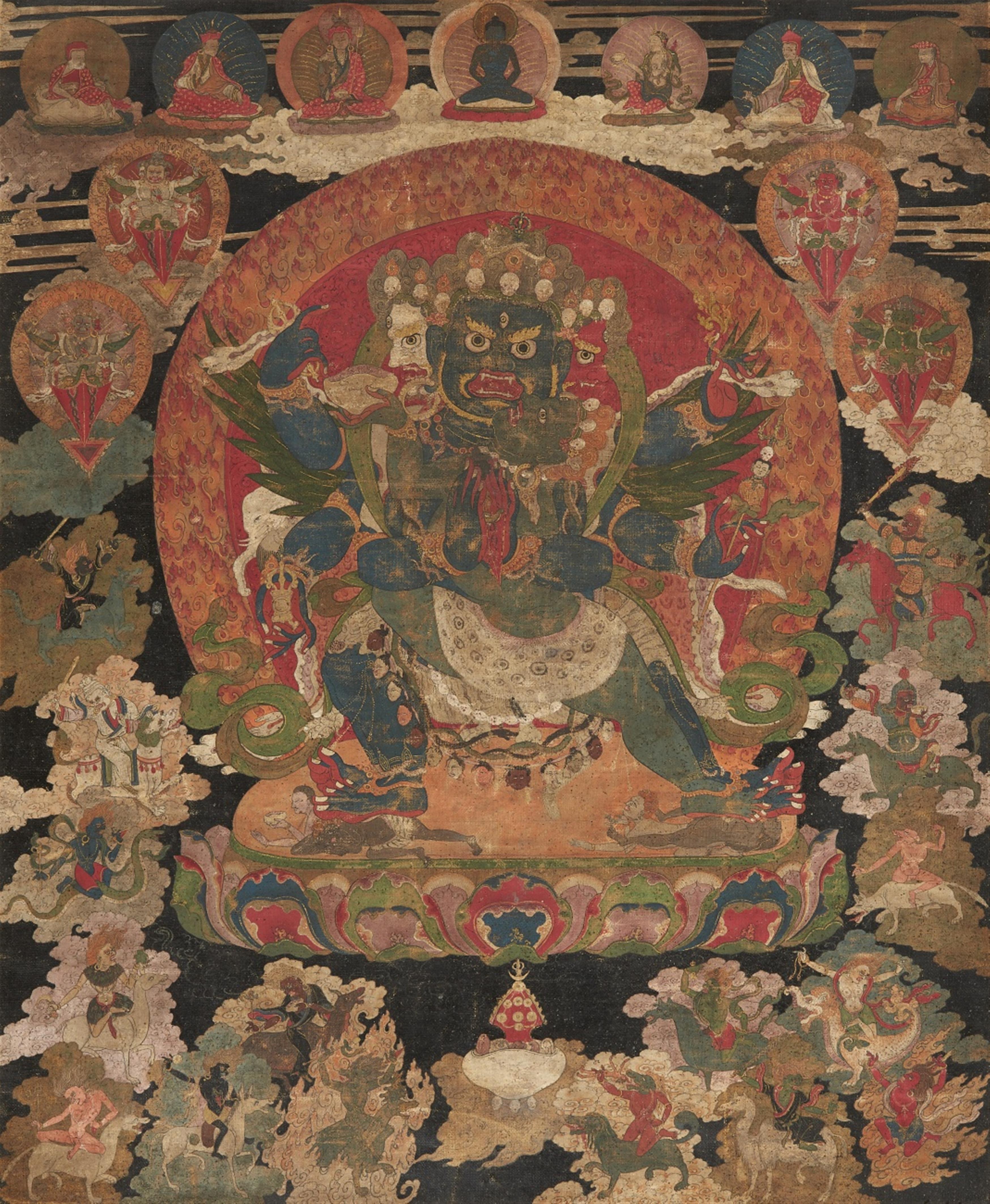 Schwarzgrundiges thangka des Vajrakila in yab-yum. Tibet. Um 1700 - image-1