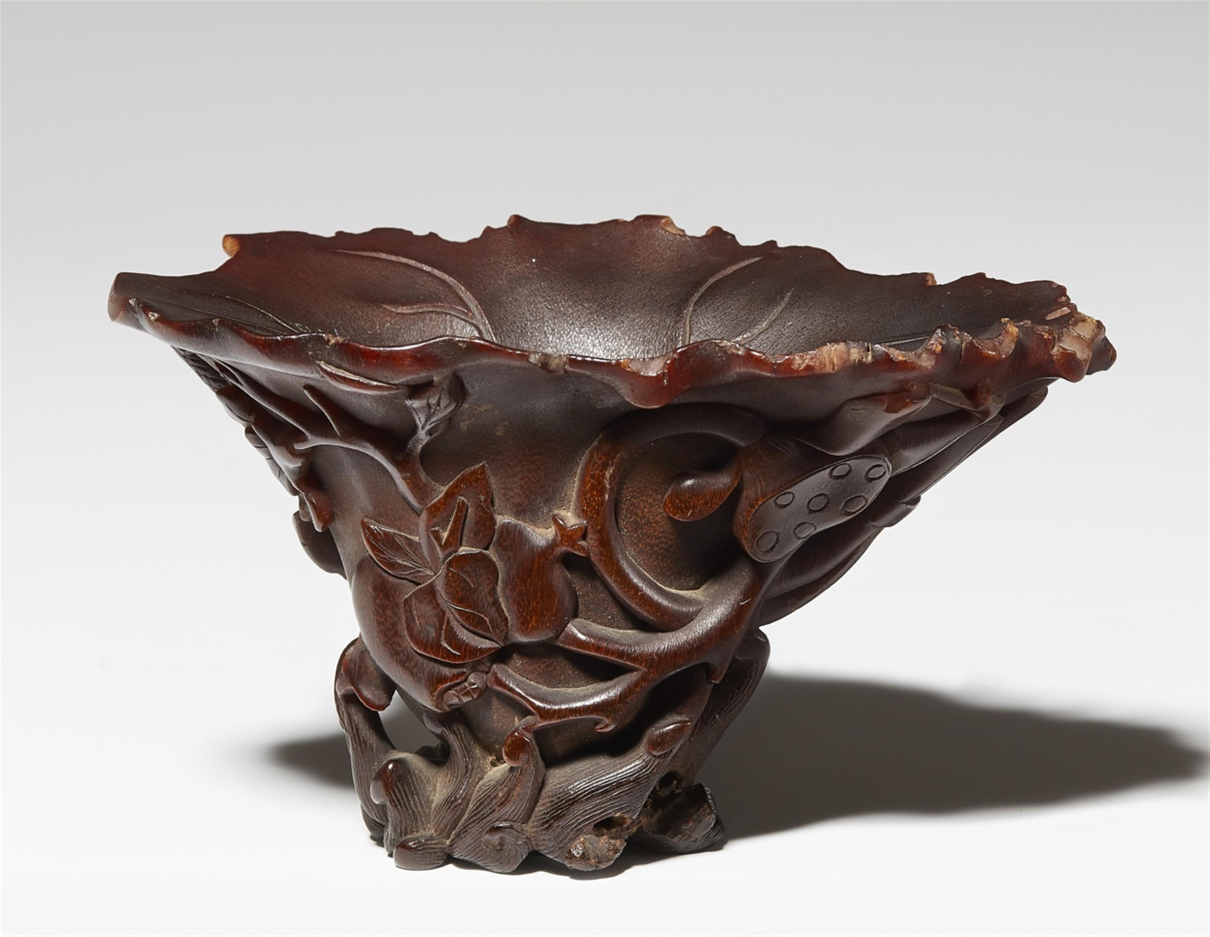 A rhinozeroshorn cup. 18th/19th century - image-1