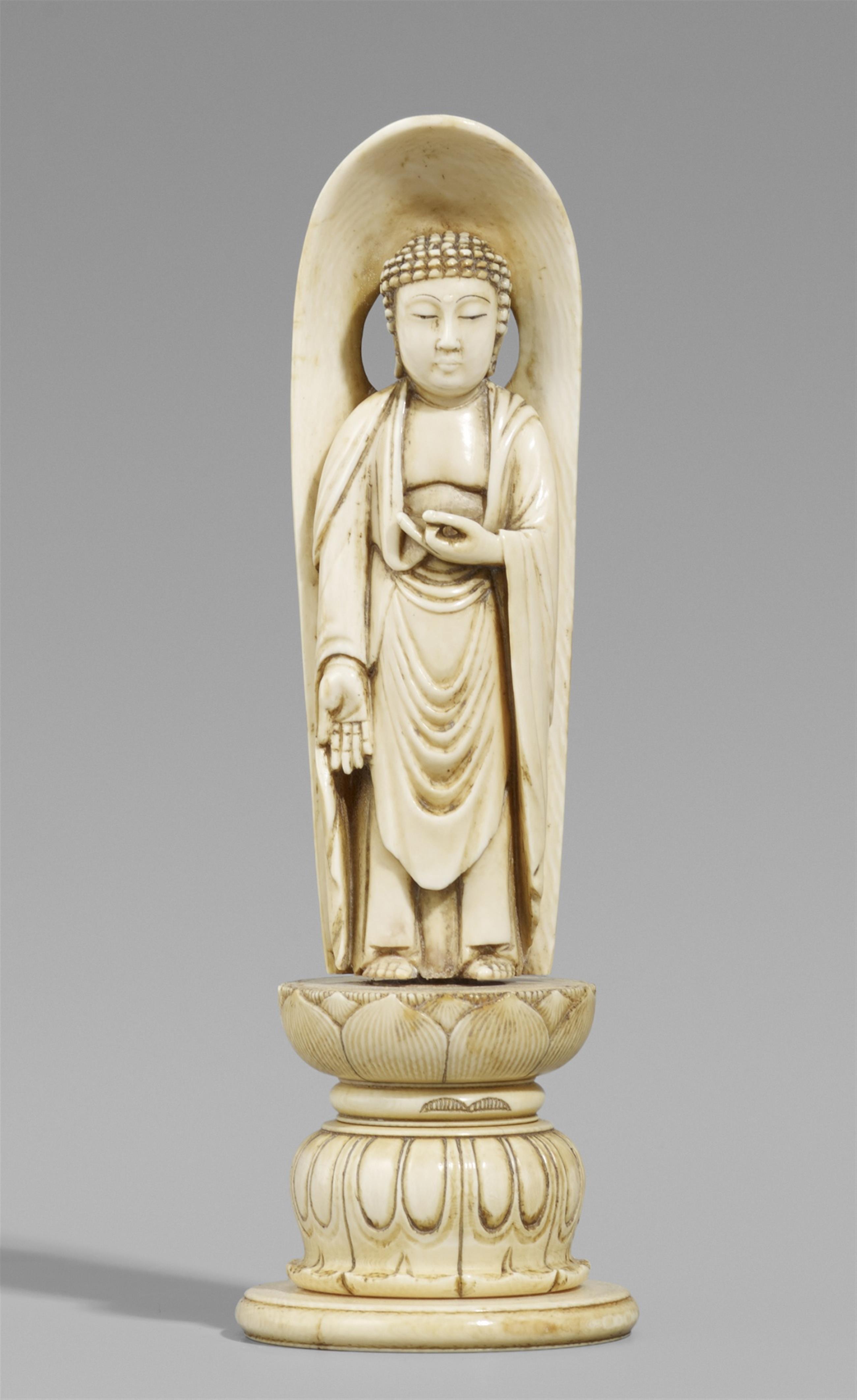 An ivory okimono of a Buddha. Late 19th century - image-2