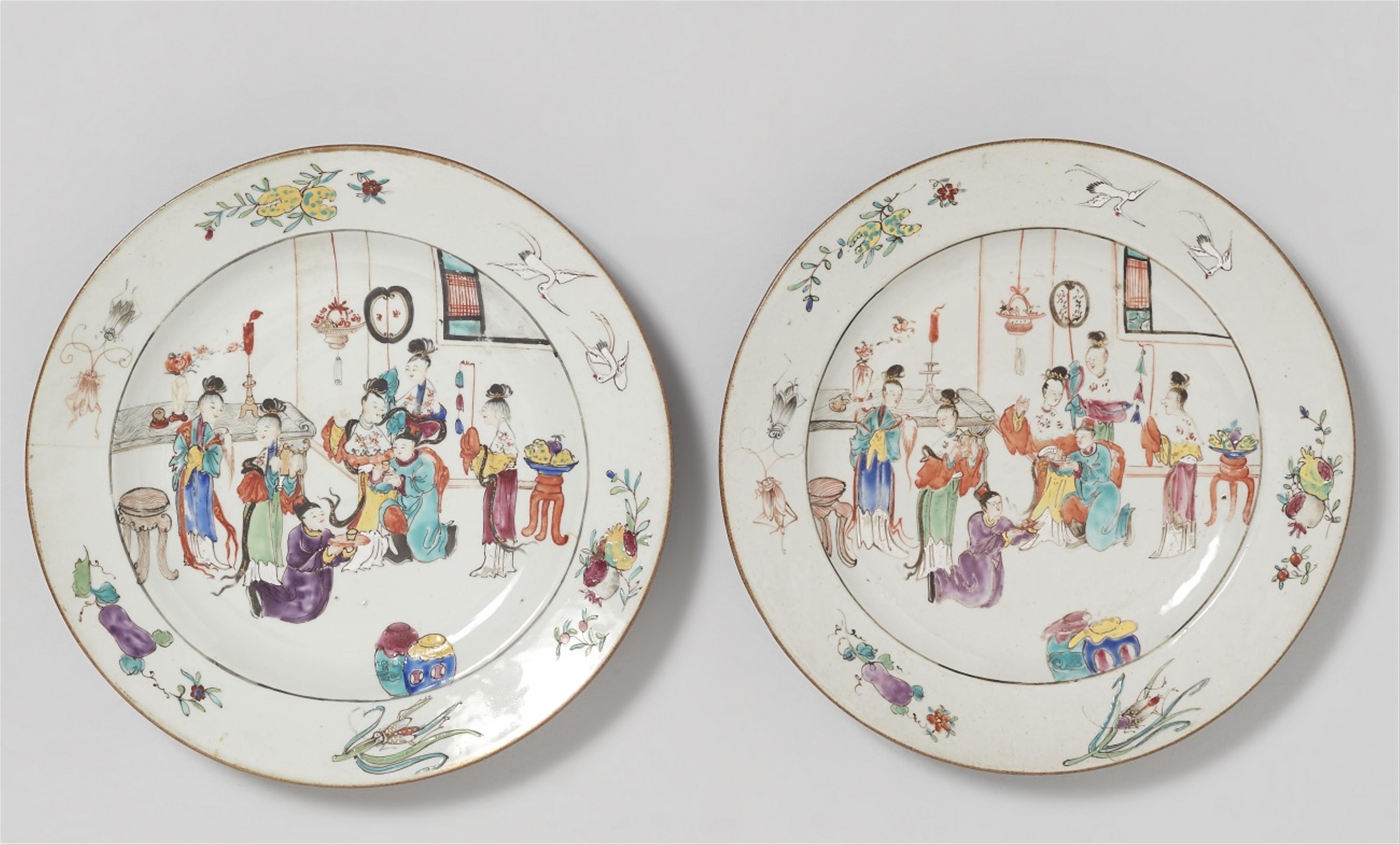 Zwei famille rose-Teller. Yongzheng-Periode (1722-1735) - image-1
