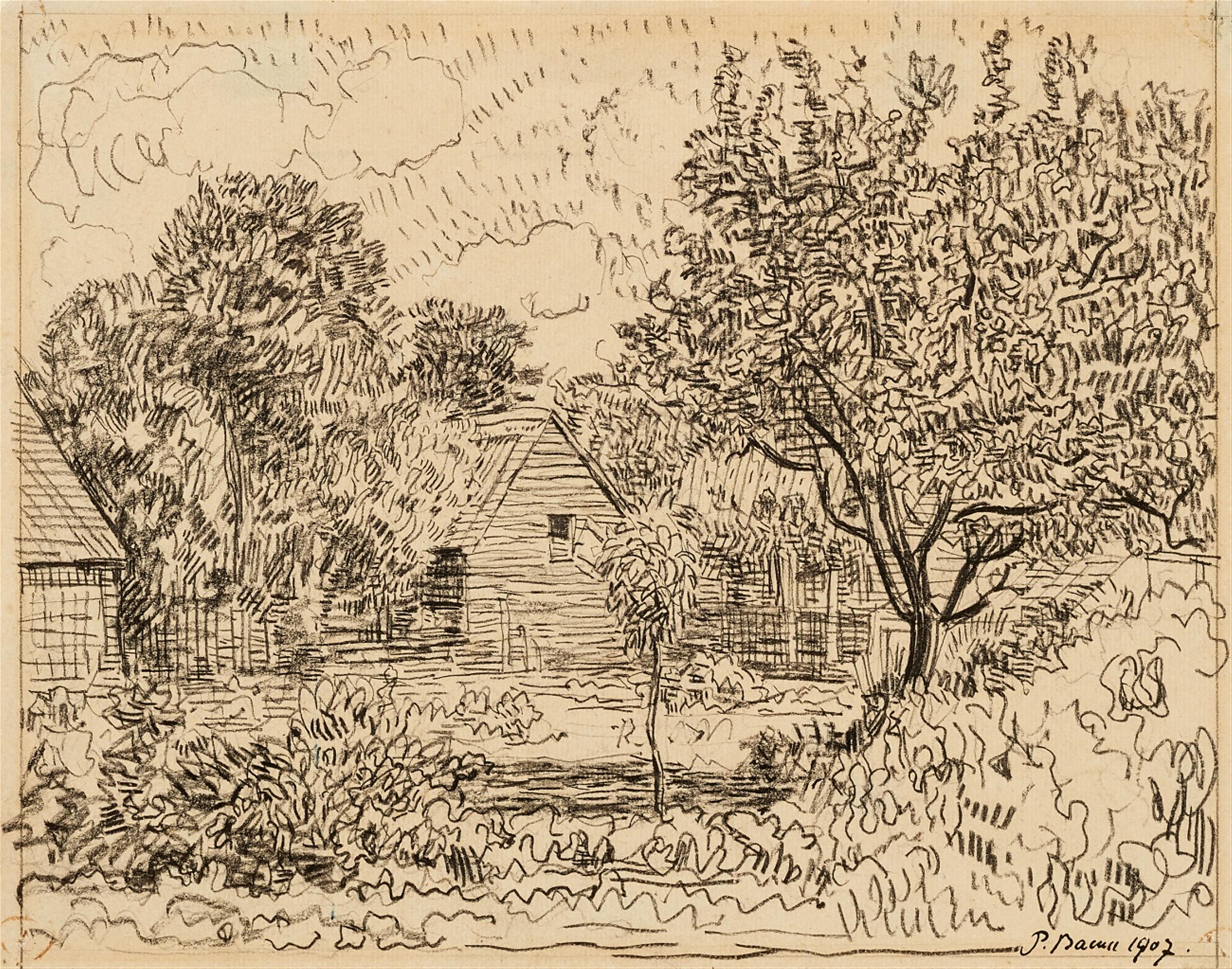 Paul Baum - Garten mit Obstbaum vor Bauernhäuschen unter Bäumen - image-1
