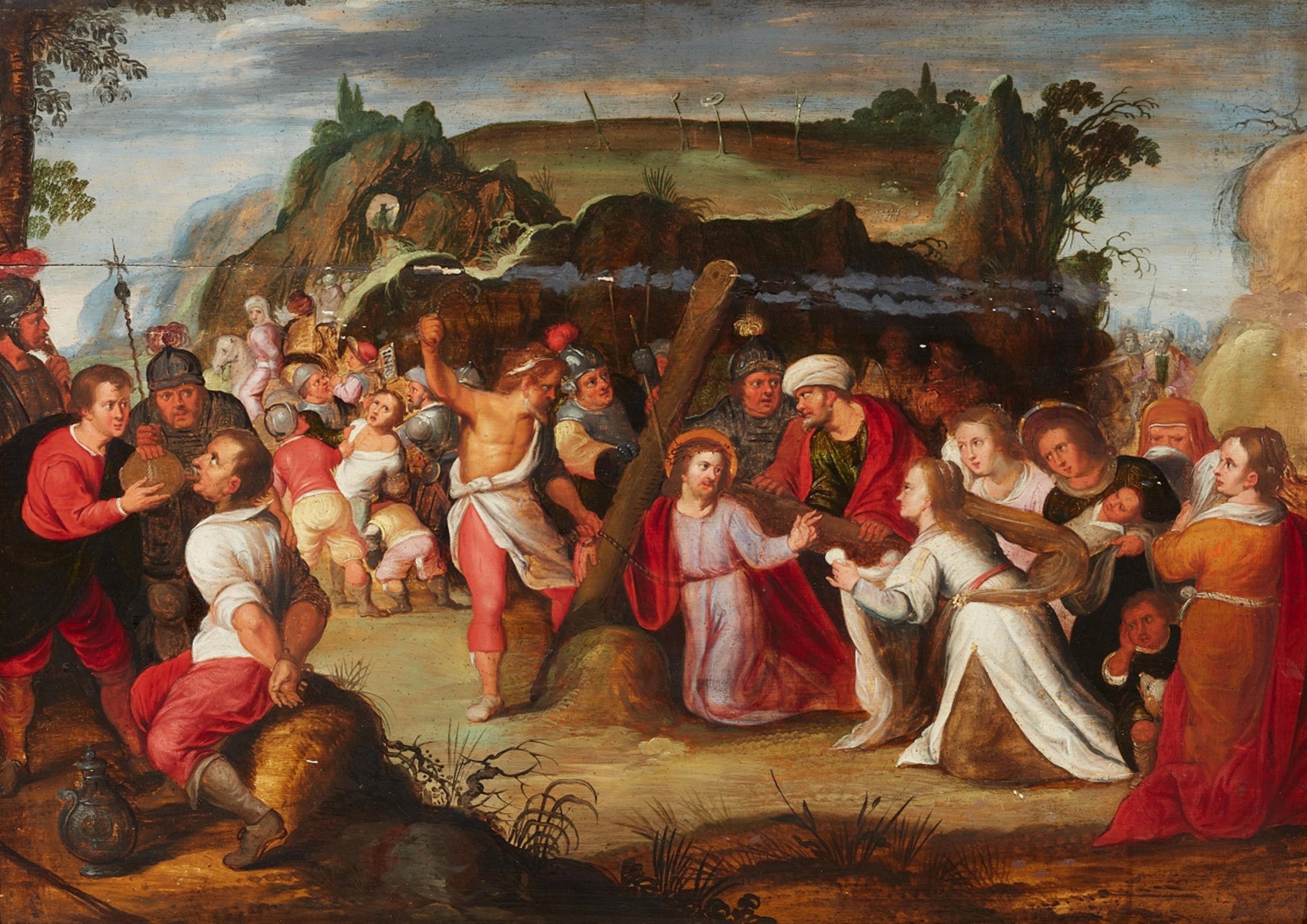 Antwerpener Meister des 17. Jahrhunderts - Die hl. Veronika reicht Christus das Schweißtuch - image-1