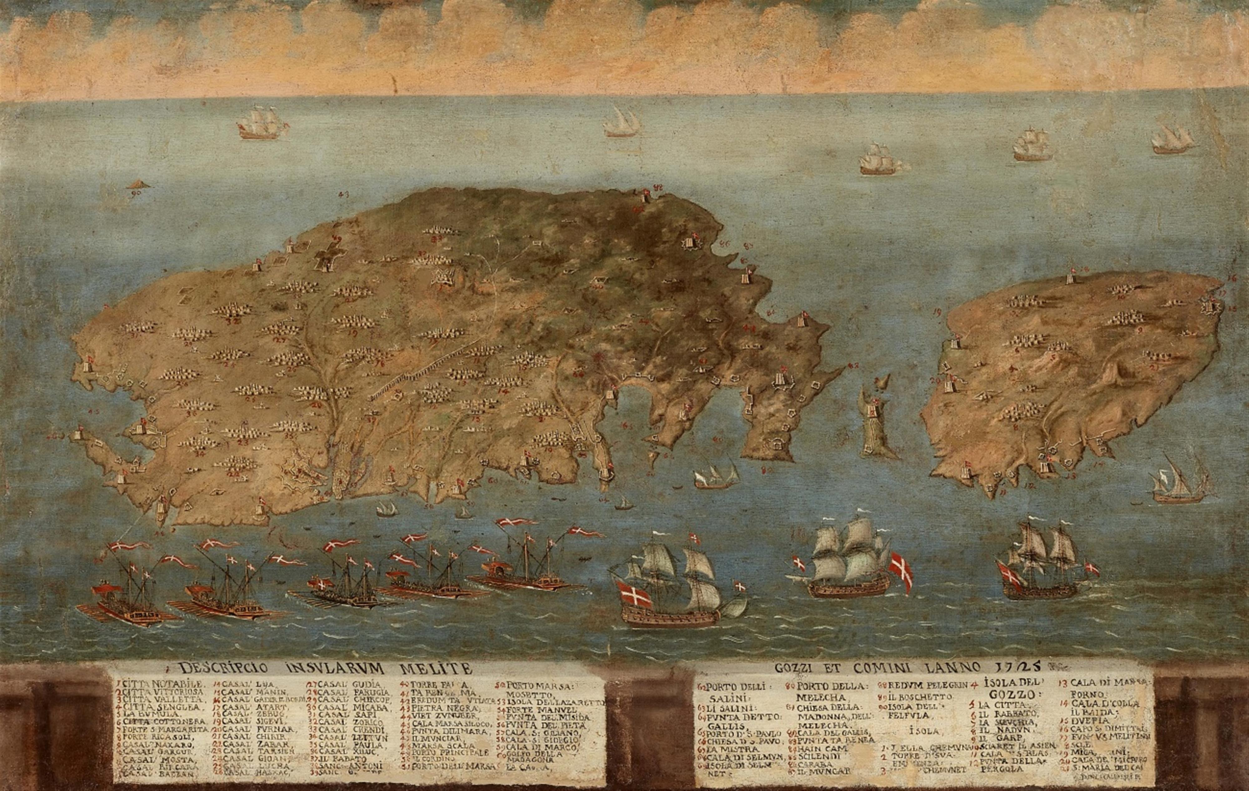 Maltese school 18th century - Map of Malta, Comino, and Gozo from the year 1725 - image-1