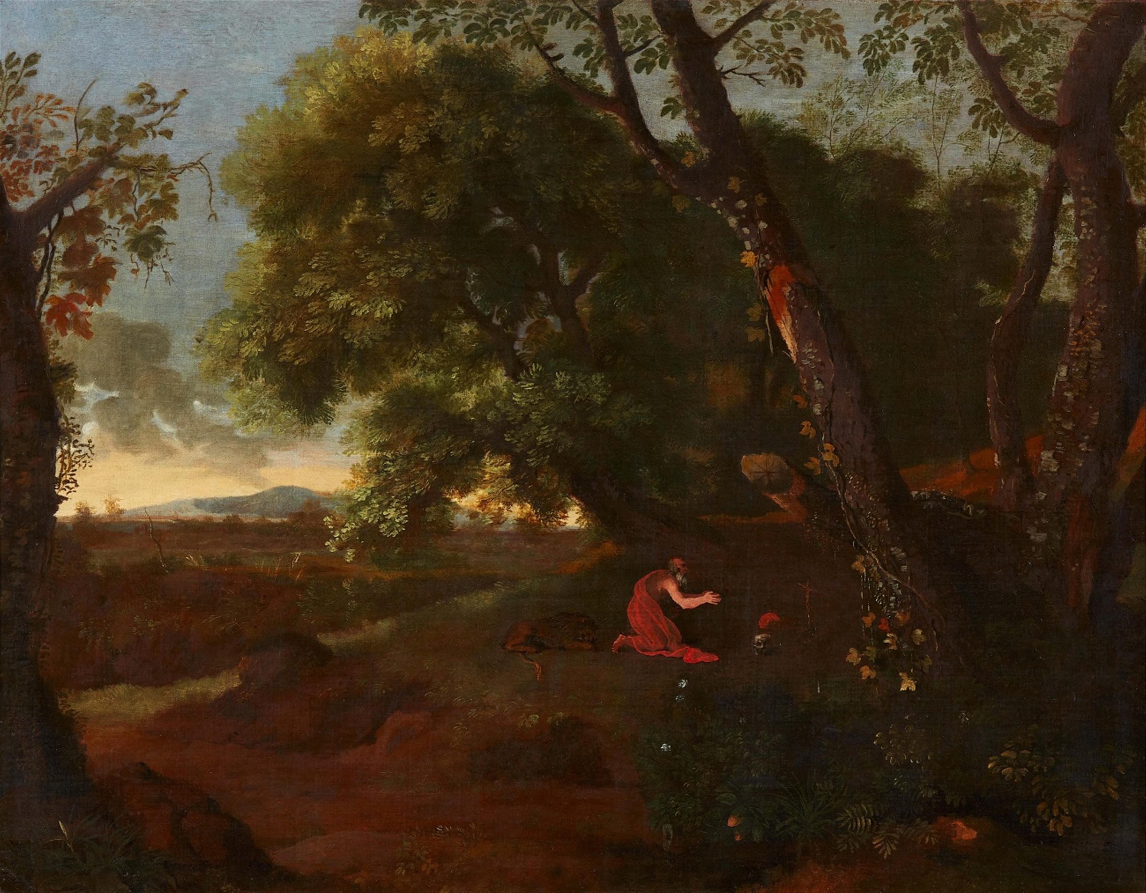 Probably Unbekannter Meister presumably 18th century - Landscape with Saint Jerome at Prayer - image-1