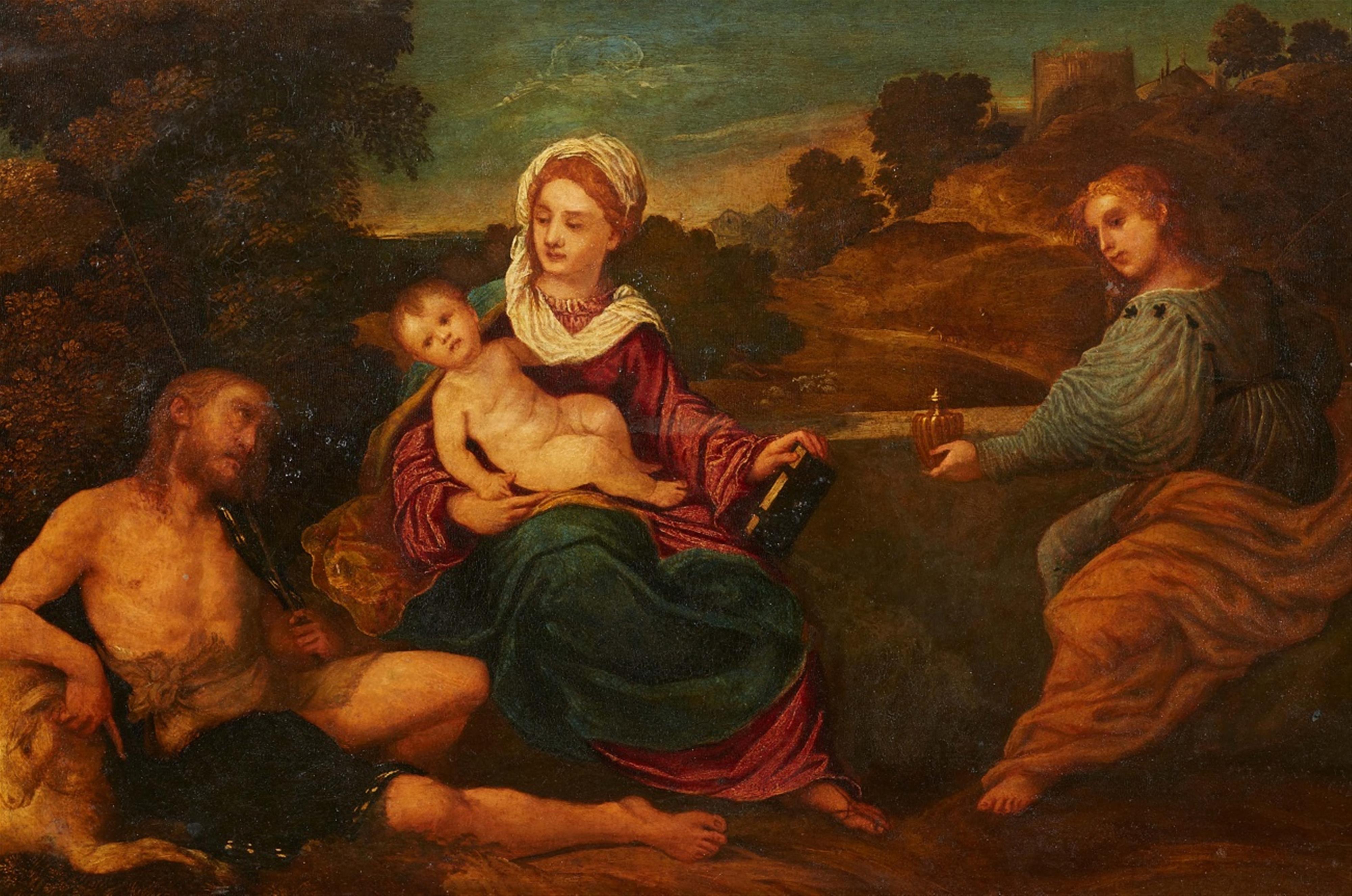 Venezianischer Meister wohl des 16. Jahrhunderts - Madonna mit Kind und Heiligen - image-1