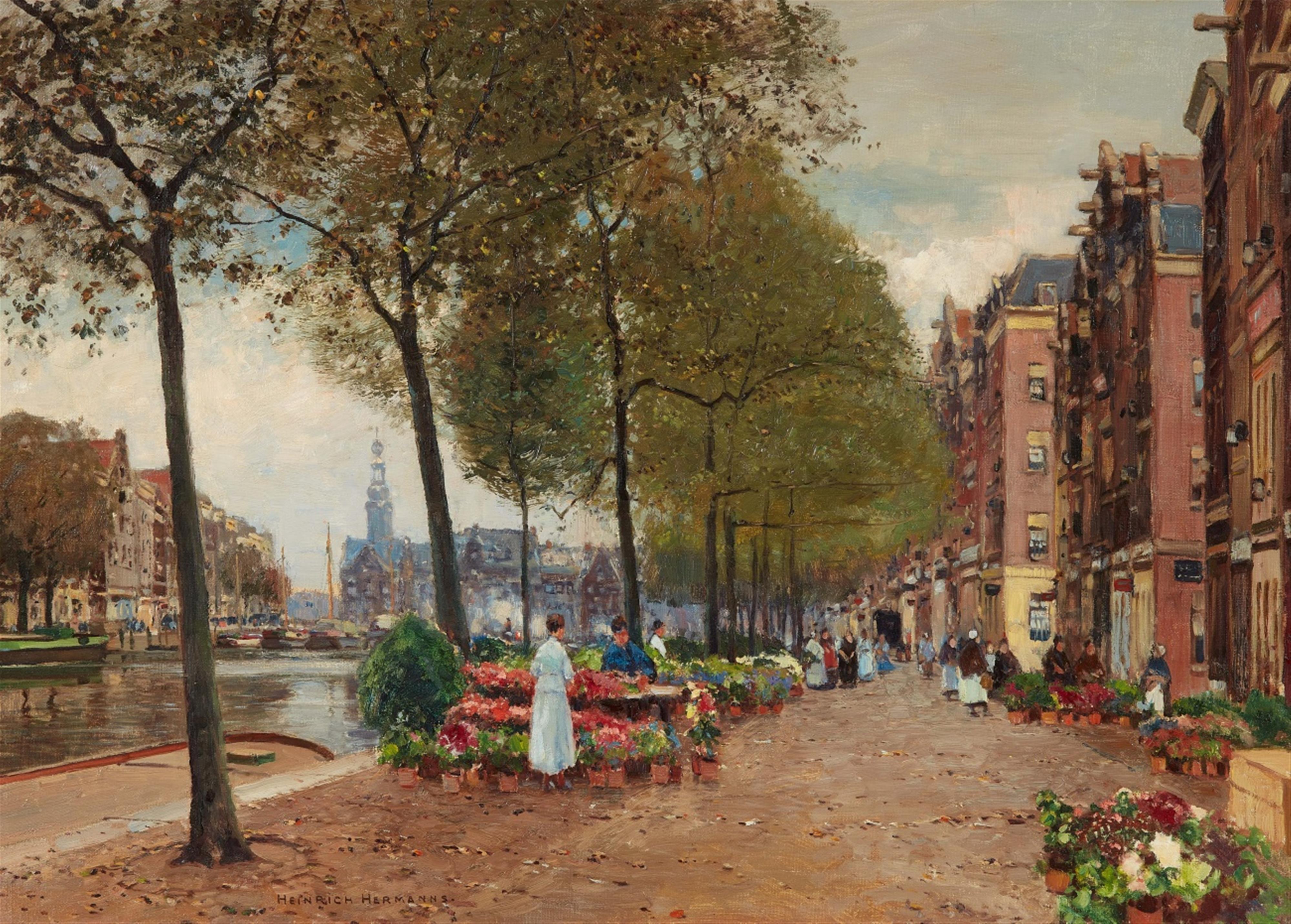 Heinrich Hermanns - Flower Market in Amsterdam - image-1
