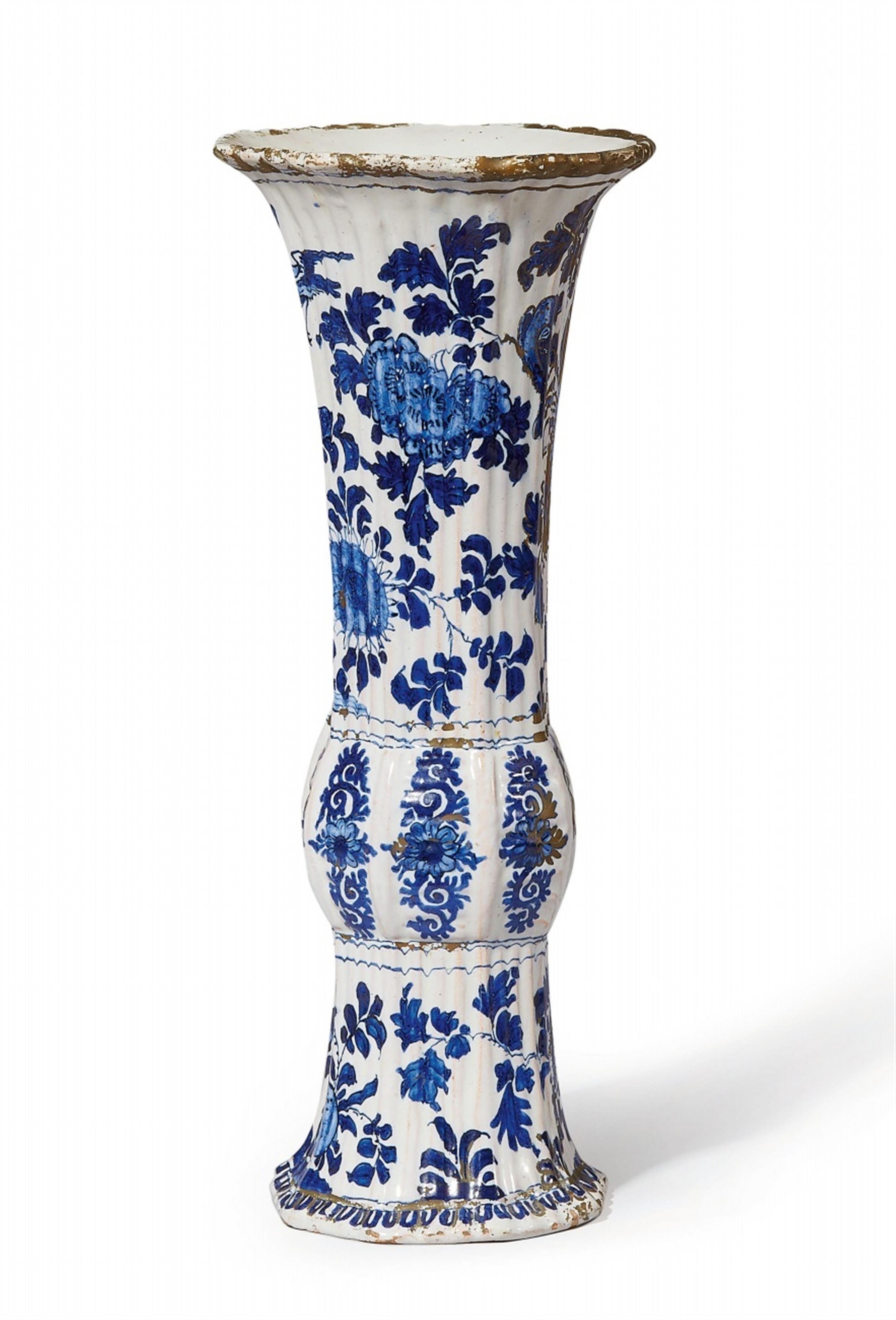 A rare Berlin faience trumpet vase with lacquer decor - image-1