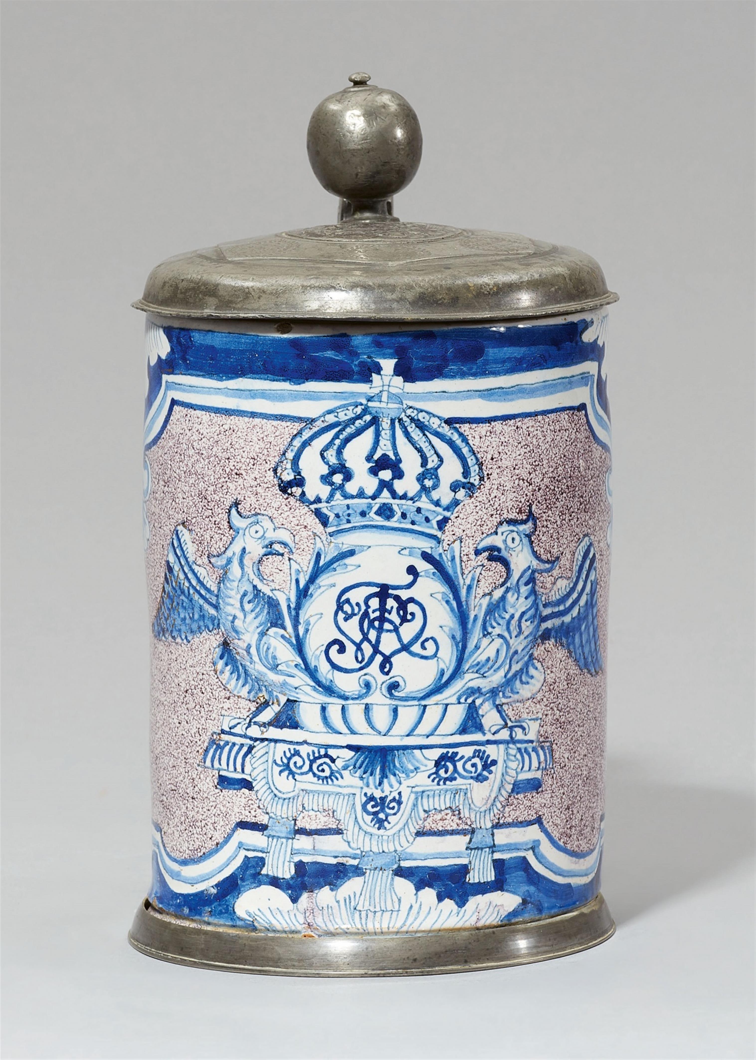 A Berlin faience tankard with the royal monogram - image-1