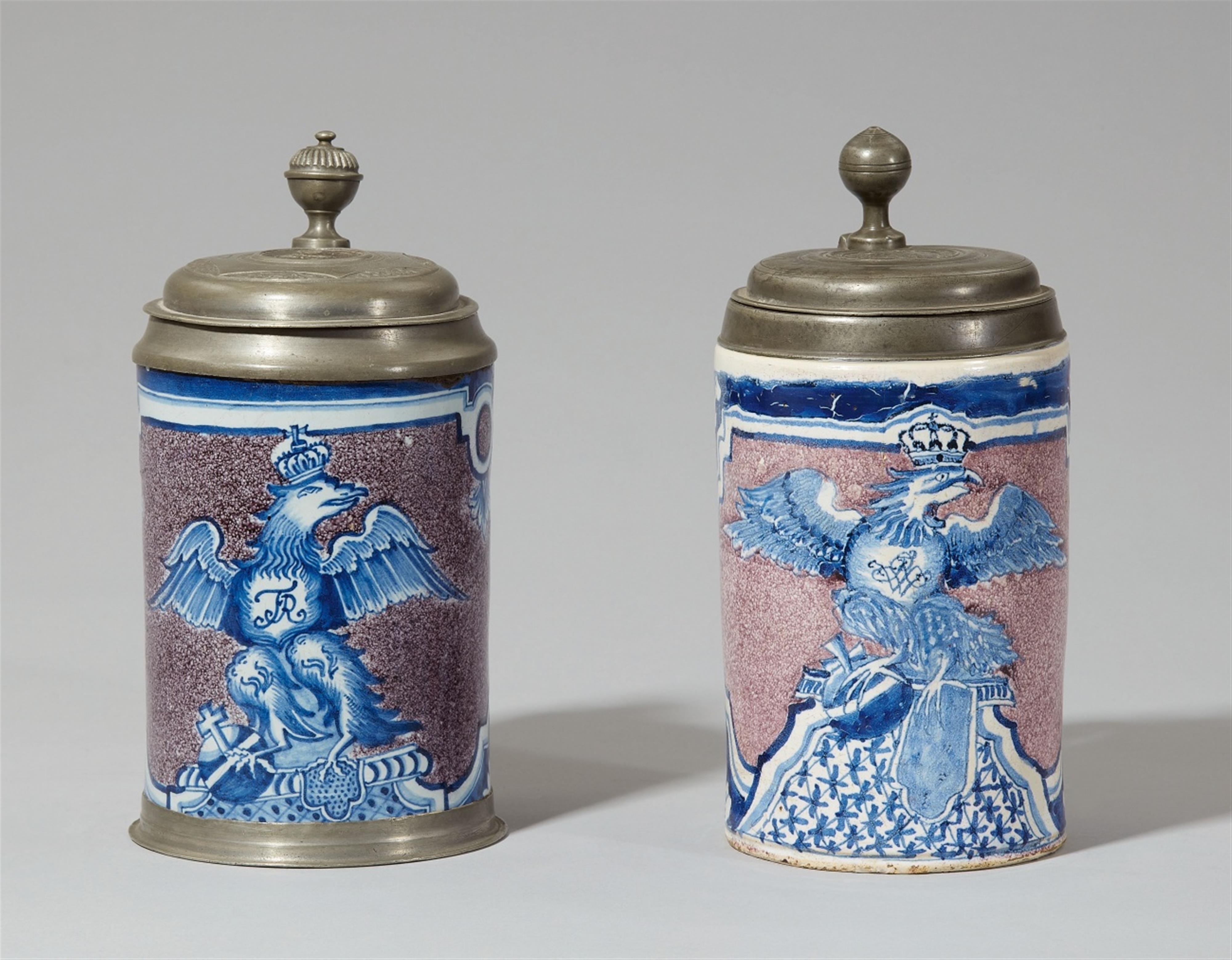 Two Berlin faience tankards commemorating two kings - image-1
