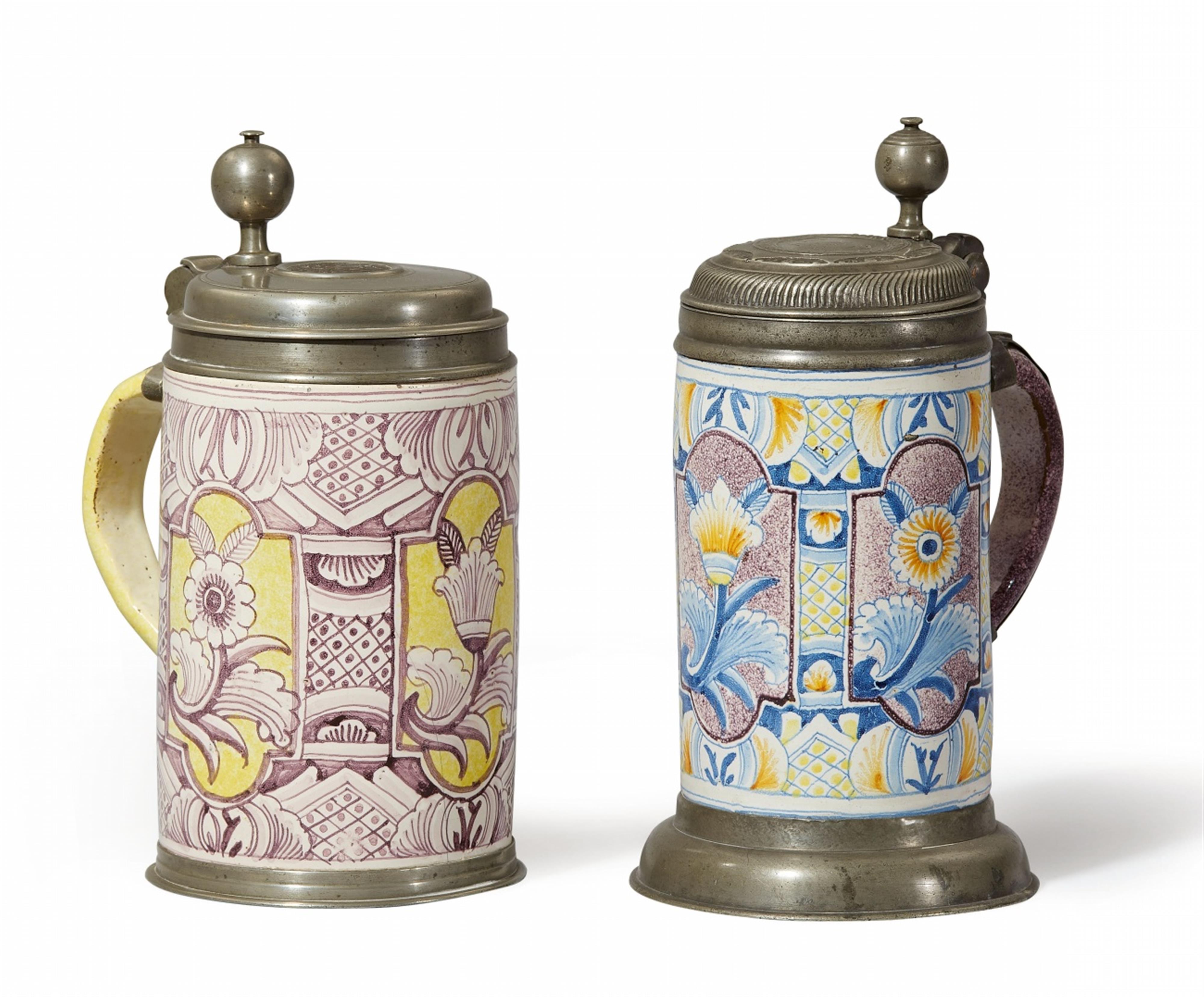 Two pewter-mounted Berlin faience tankards - image-1