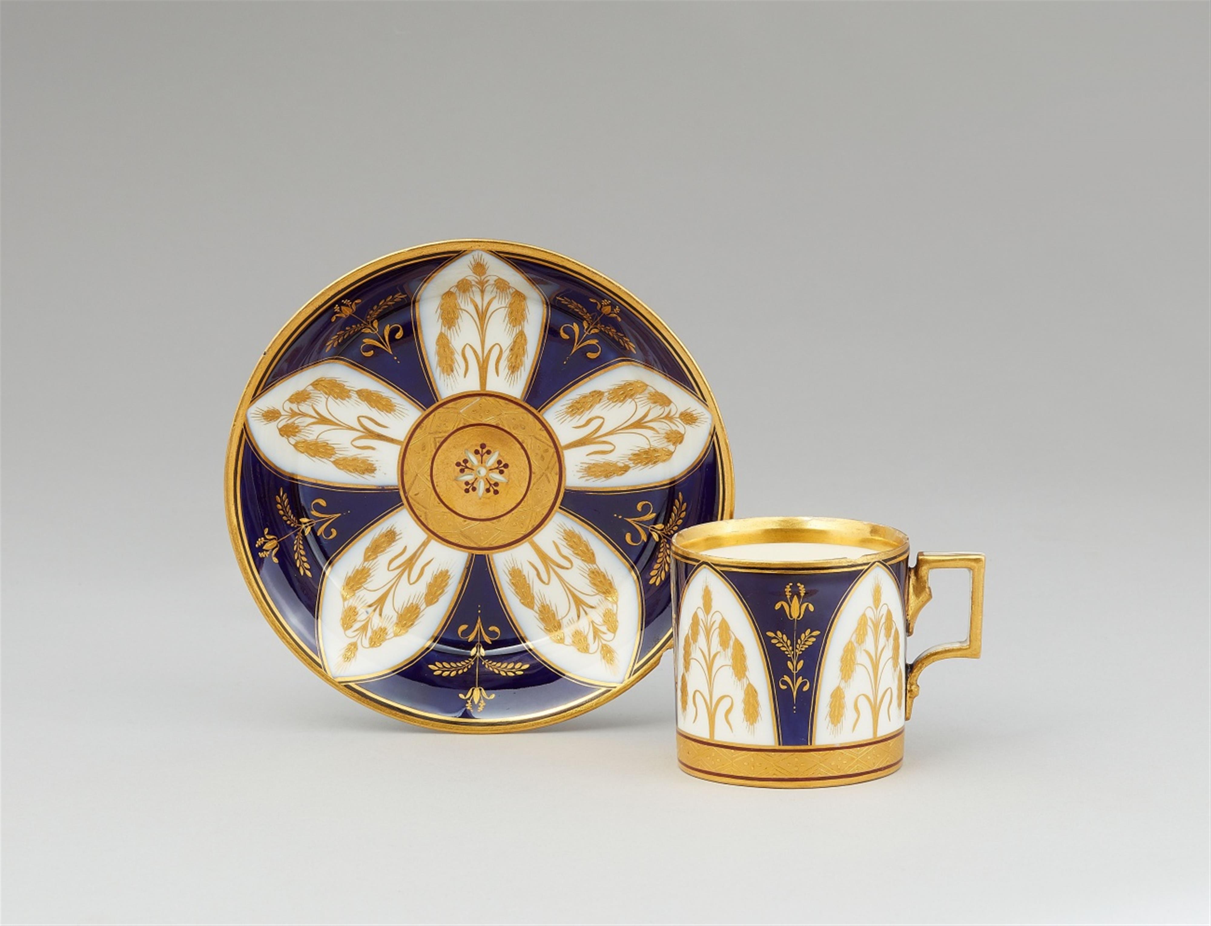 A Vienna porcelain cup and saucer with wheat sheaf motifs - image-1
