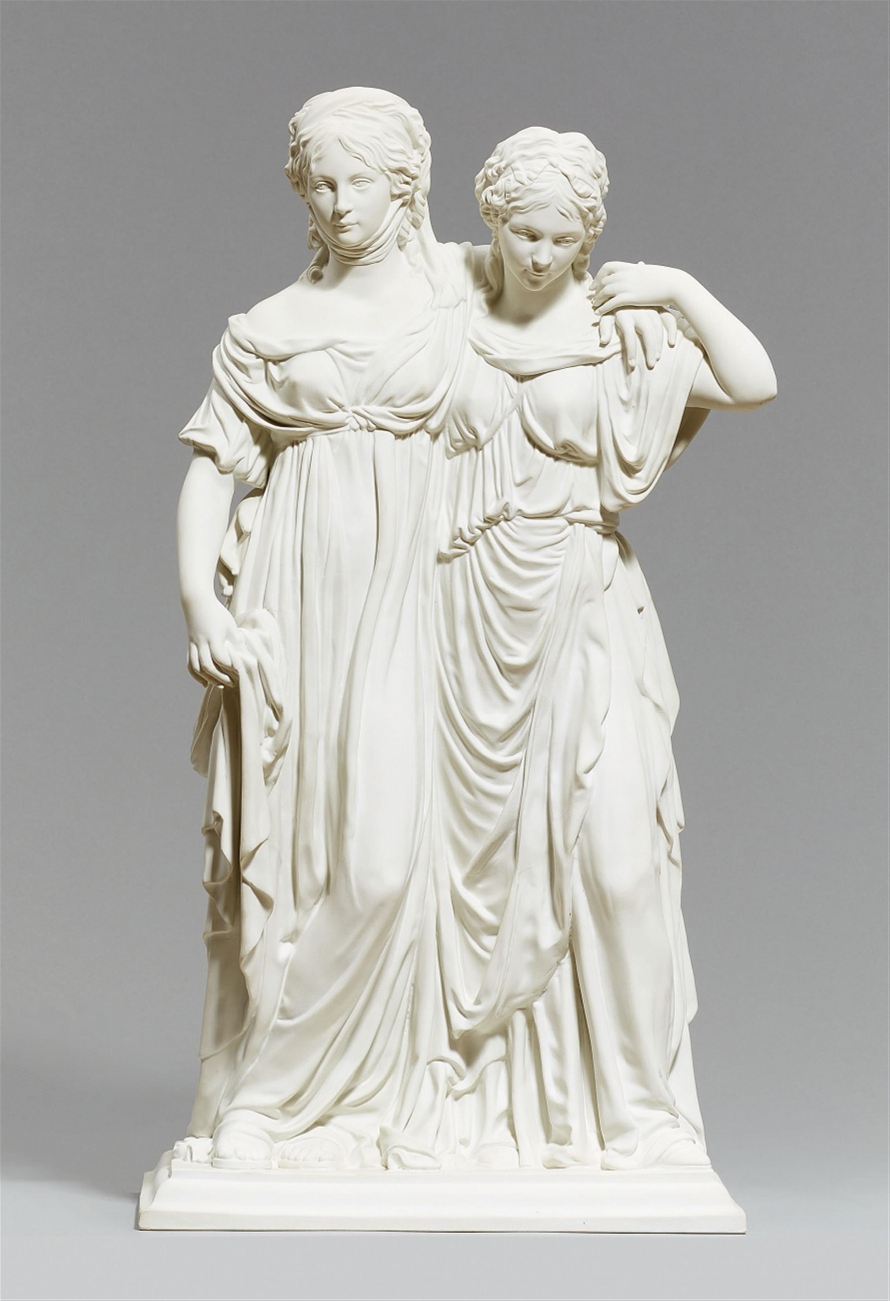 A Berlin KPM biscuit porcelain group depicting the crown princess and princess Ludwig - image-1