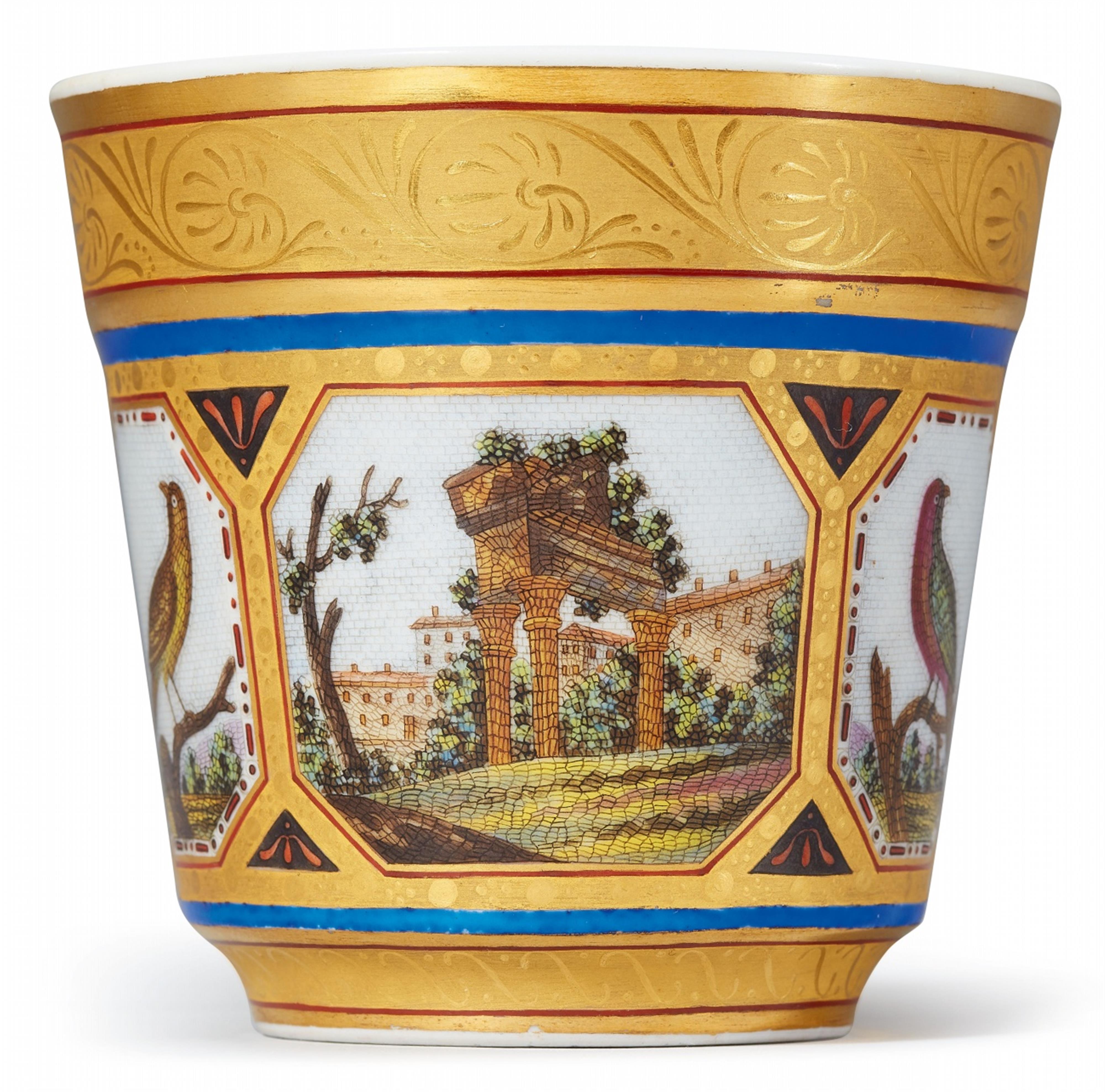 A Berlin KPM porcelain cup and saucer with micromosaic decor - image-2