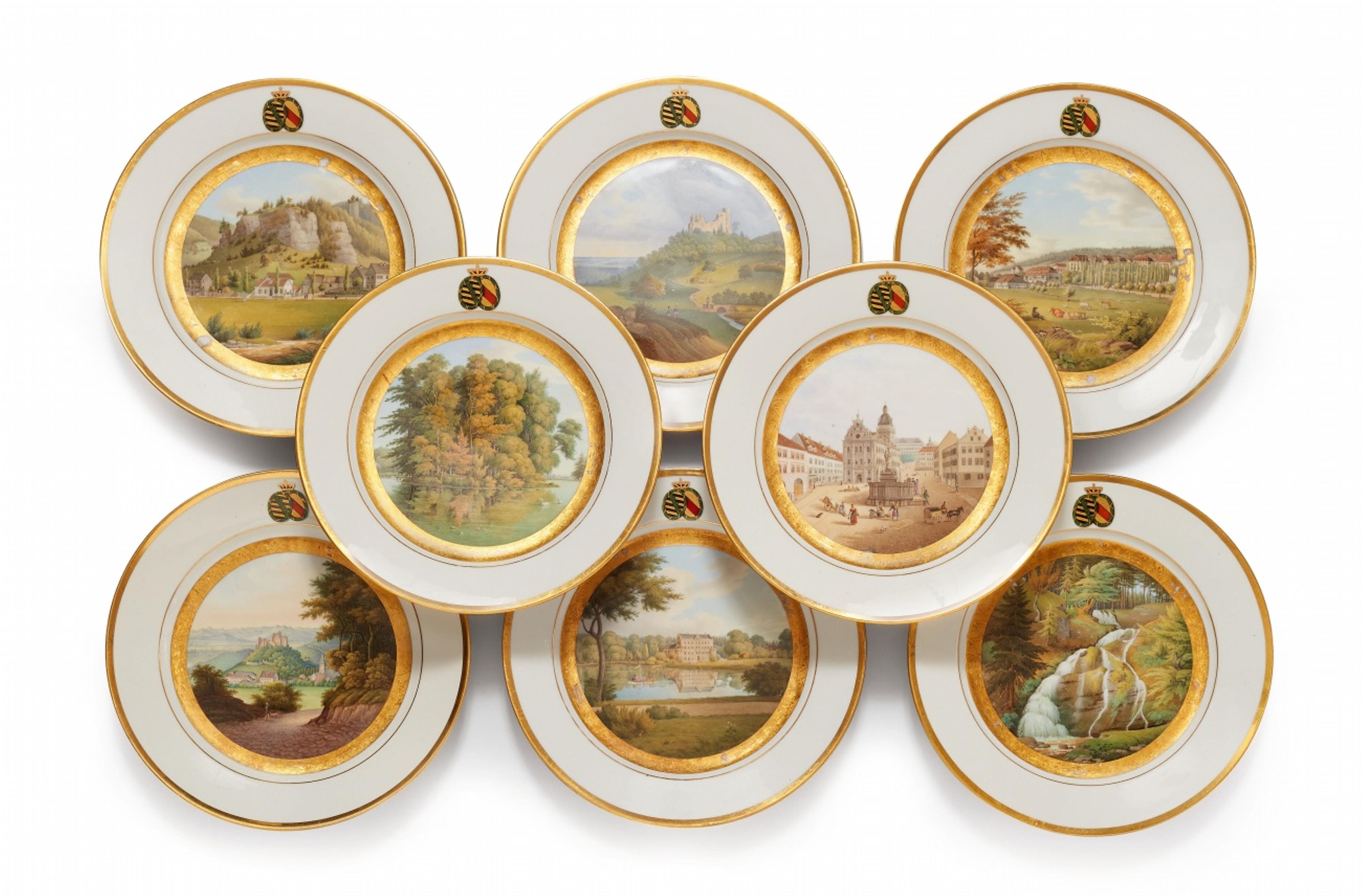 Eight Gotha porcelain dessert plates from the wedding service for the hereditary prince Ernst von Sachsen-Coburg and Gotha and Princess Alexandrine von Baden - image-1