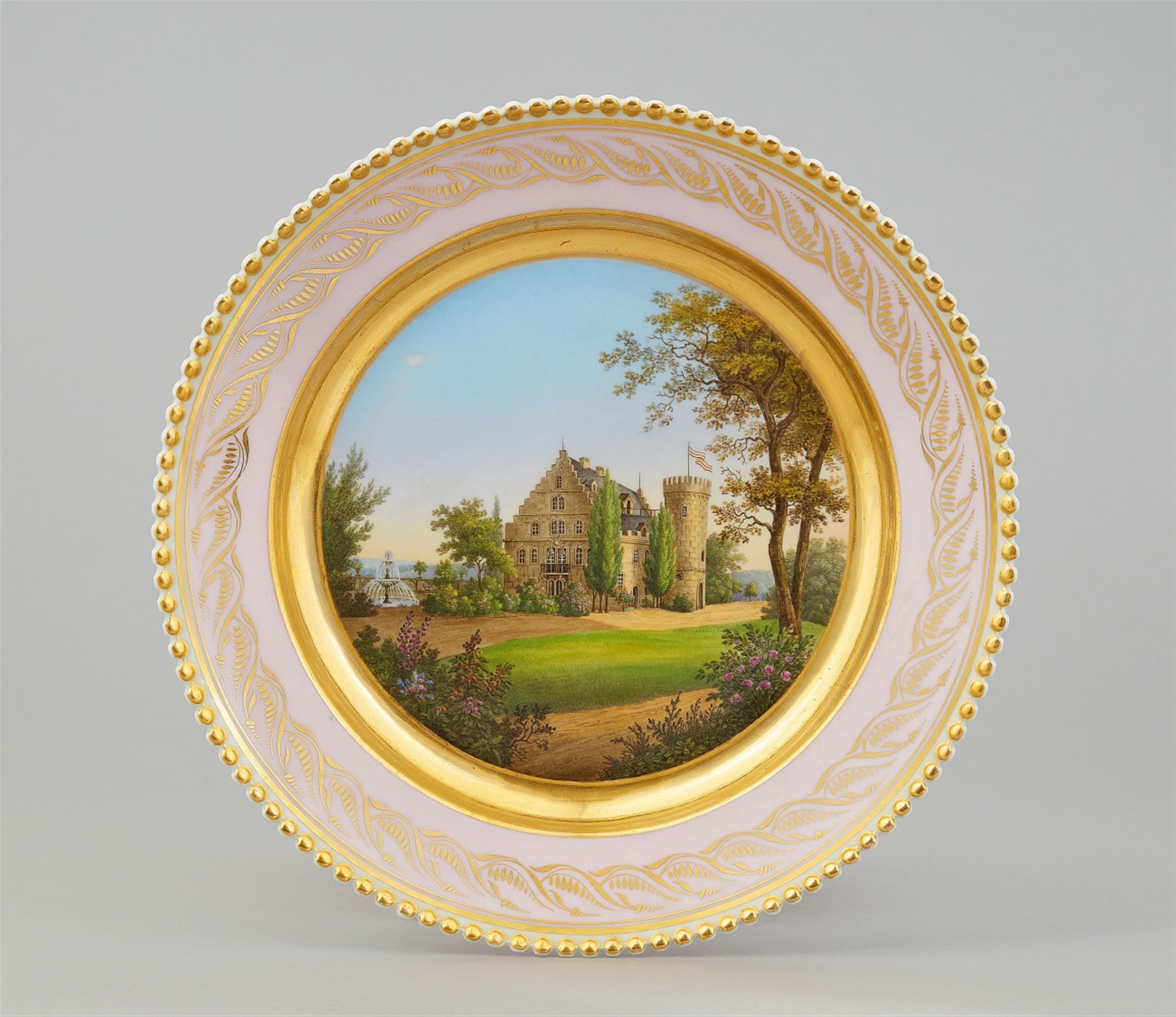 A Berlin KPM porcelain plate with a view of "Rosenau bei Coburg" - image-1
