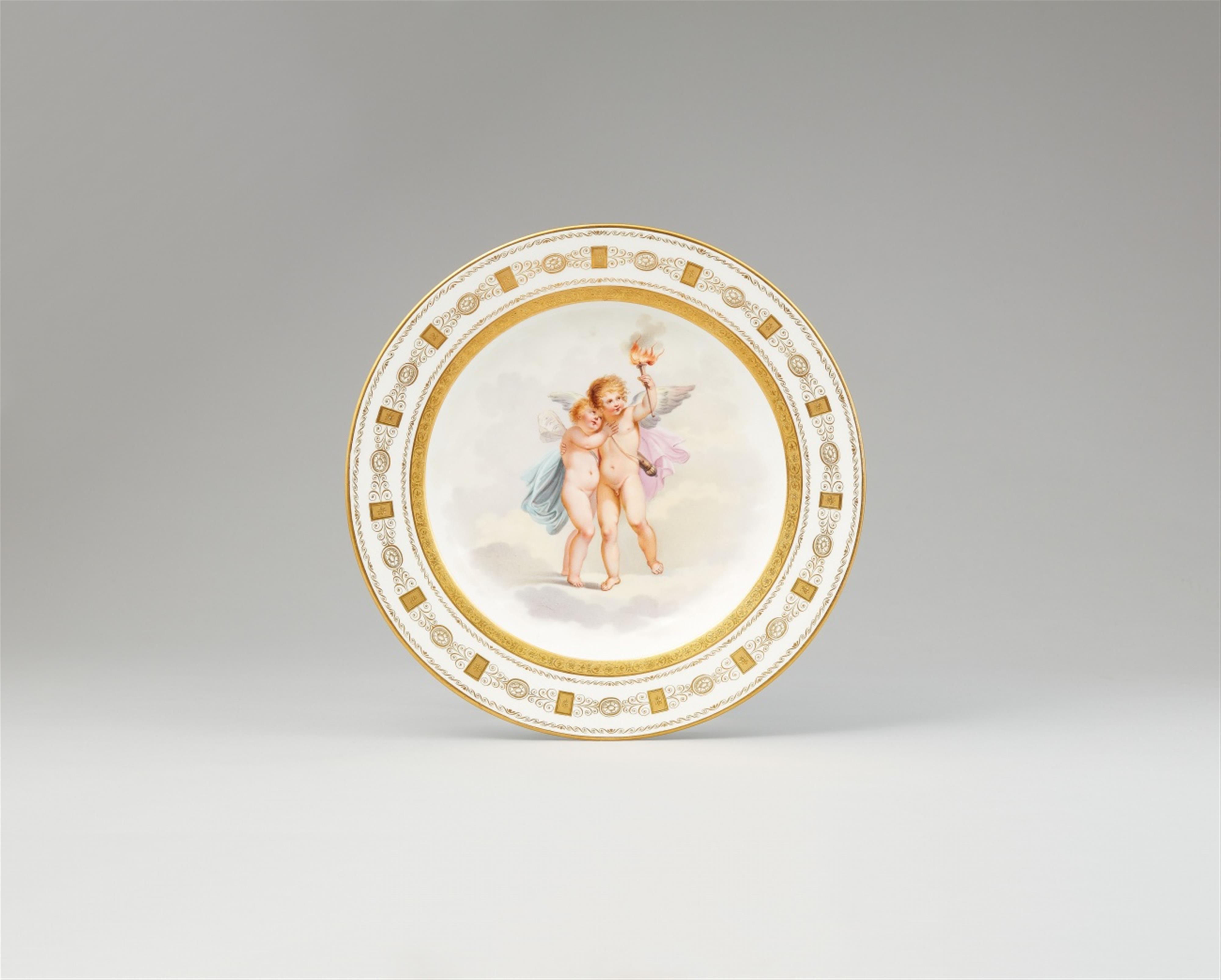 A Vienna porcelain plate with Amoretti as Cupid and Psyche - image-1