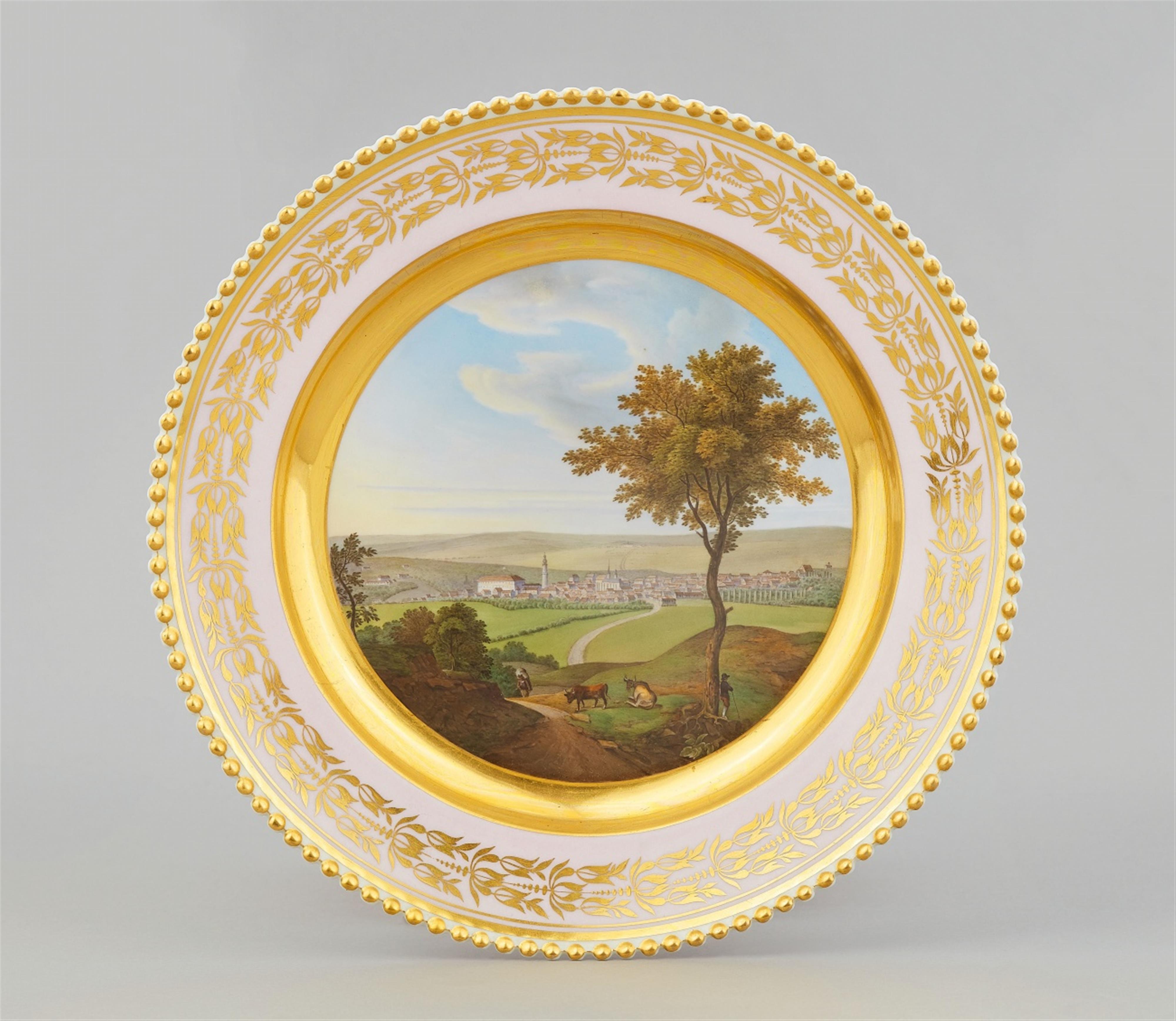 A Berlin KPM porcelain plate with a view of Weimar - image-1