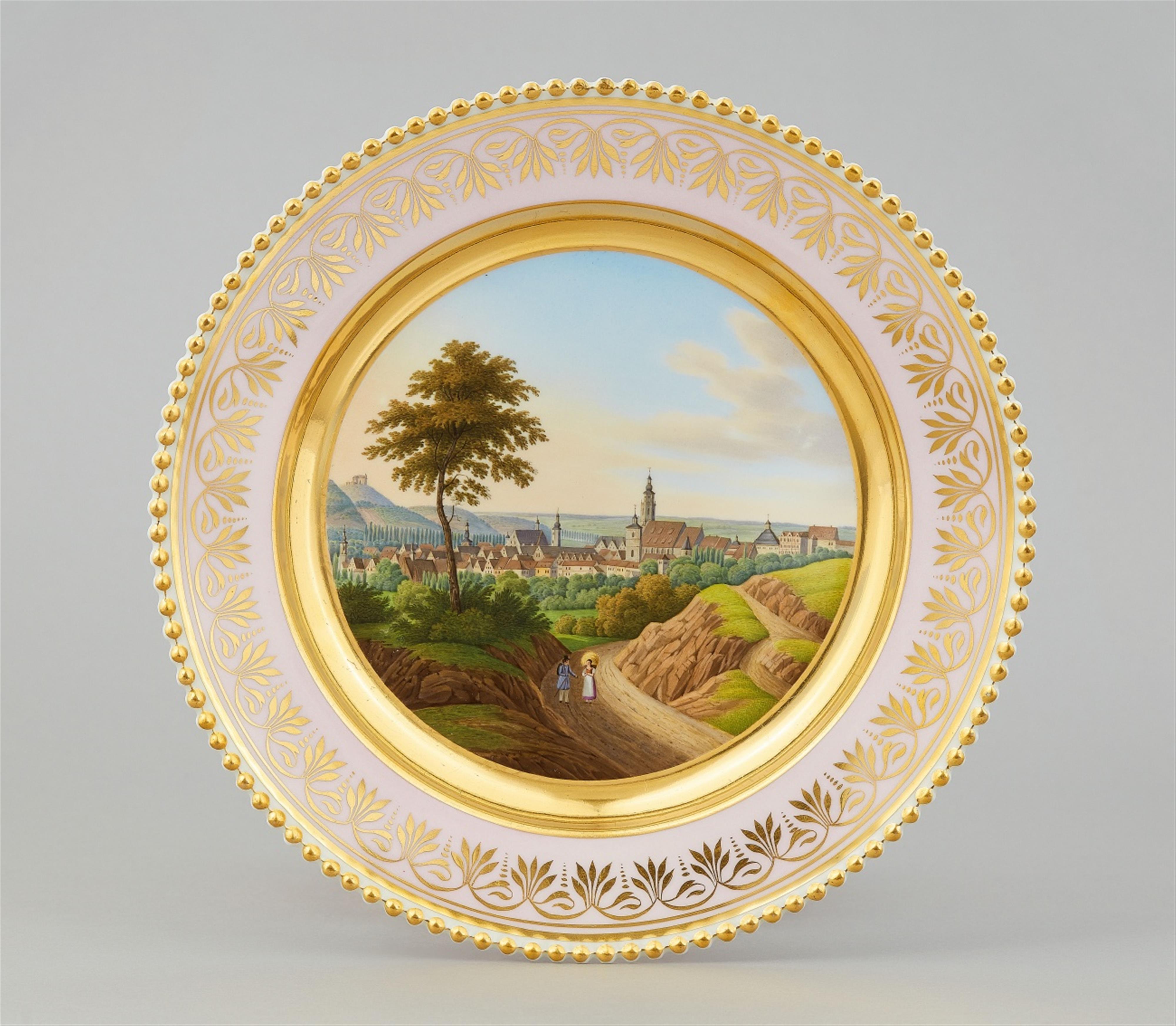 A Berlin KPM porcelain plate with a view of Coburg - image-1