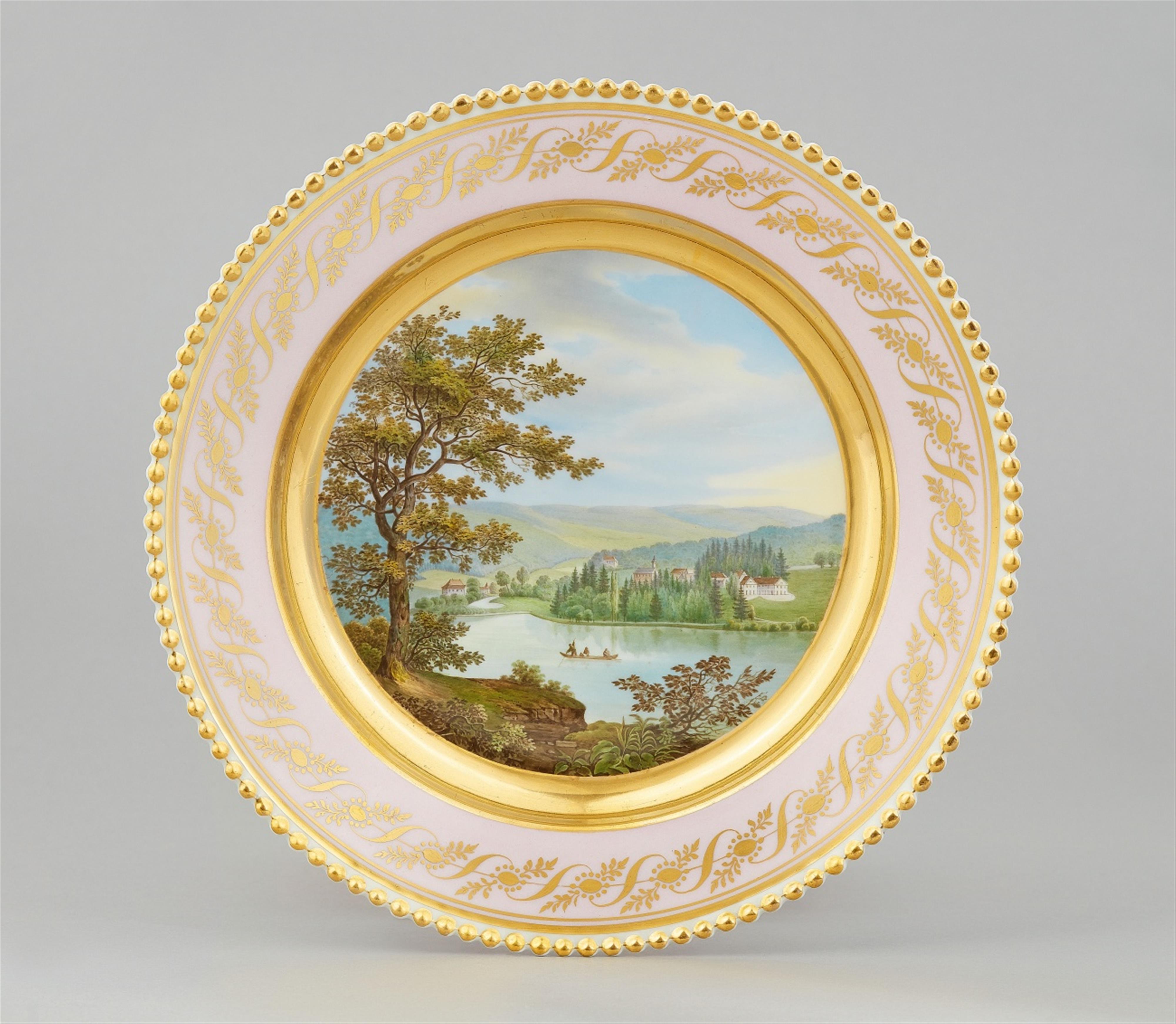A Berlin KPM porcelain plate with a view of "Wilhelmsthal bei Eisenach" - image-1