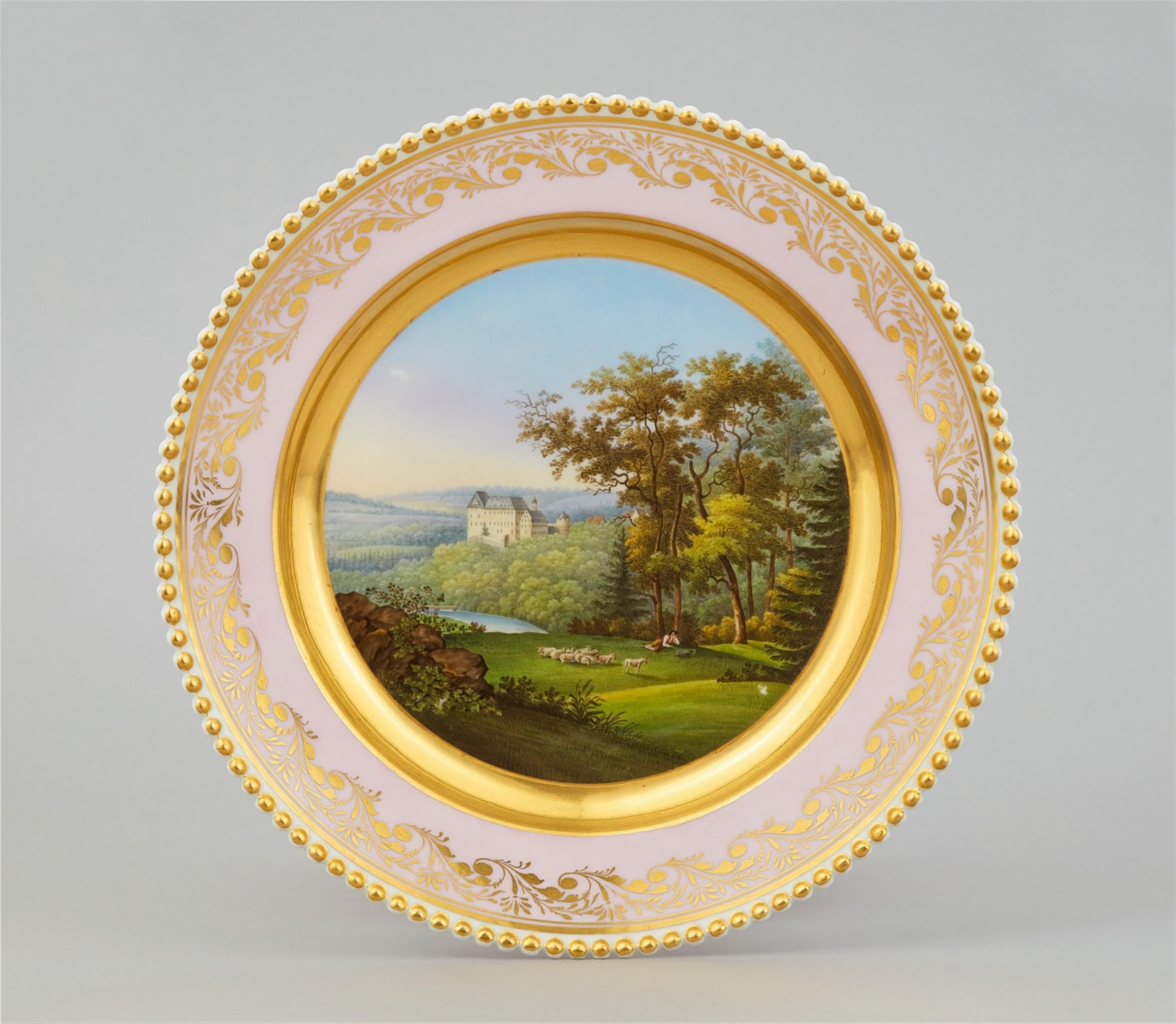 A Berlin KPM porcelain plate with a view of "Burgk an der Saale" - image-1