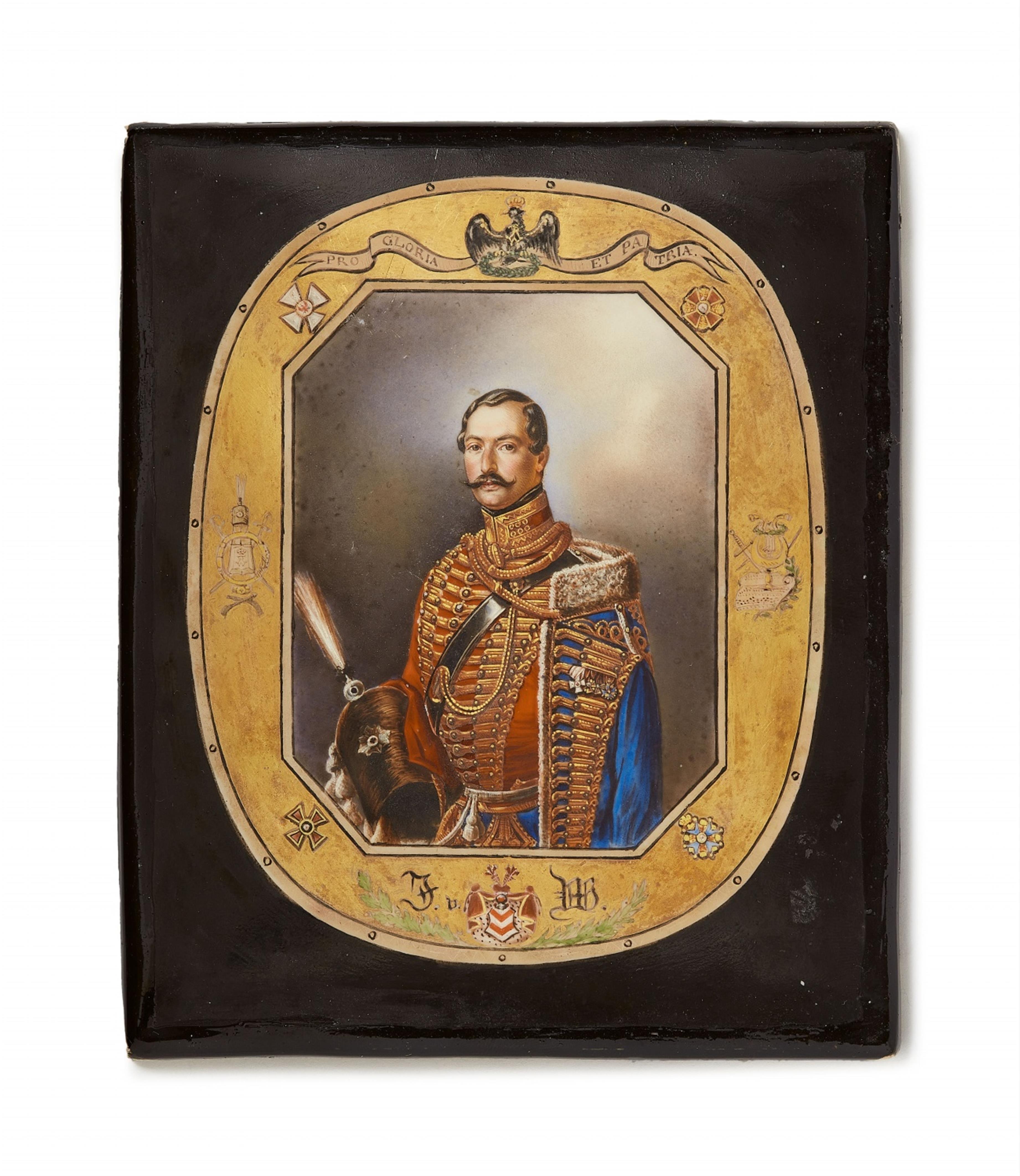 Bildplatte mit dem Porträt eines Offiziers des Leib-Husaren-Regiments - image-2