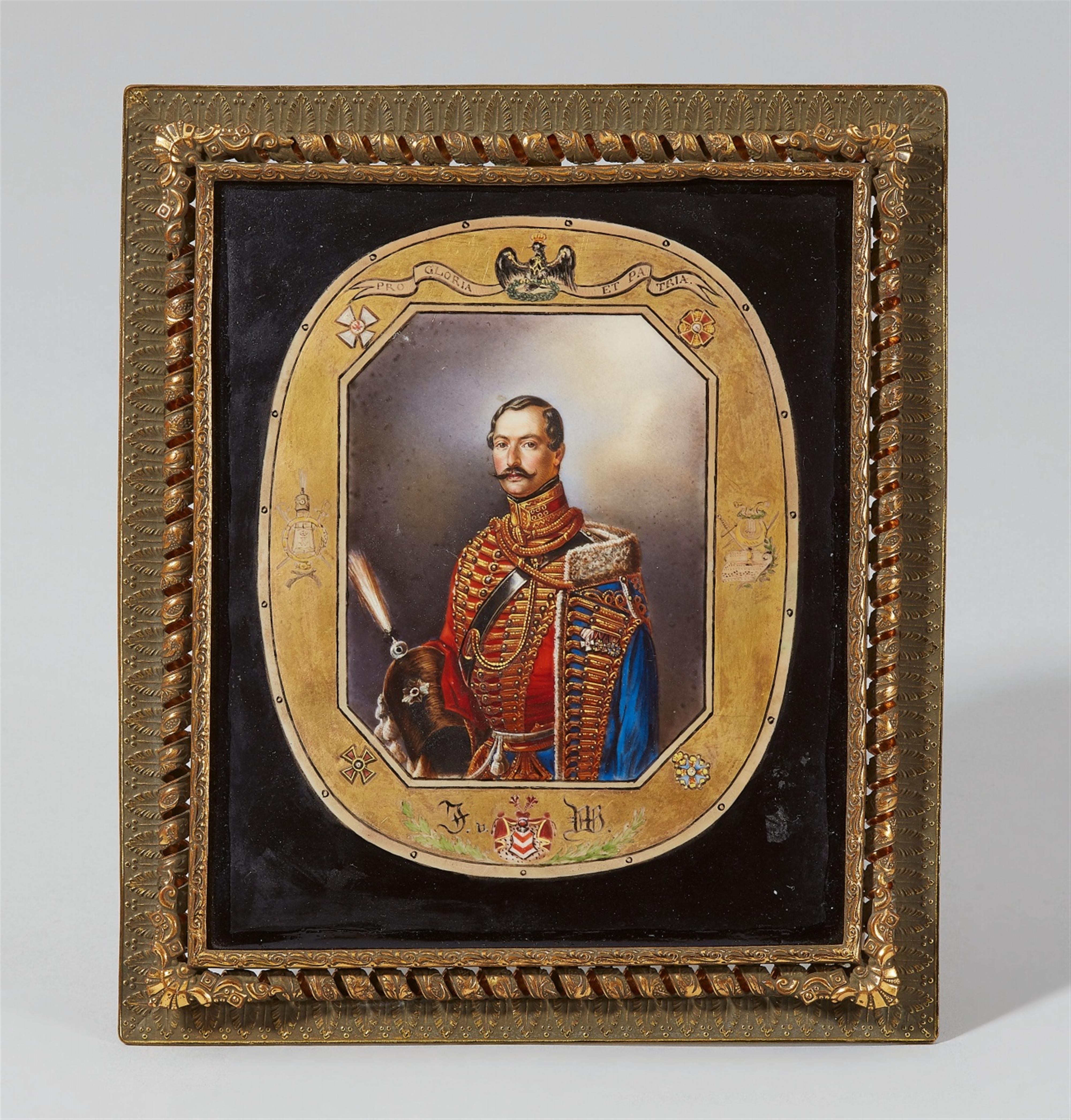 Bildplatte mit dem Porträt eines Offiziers des Leib-Husaren-Regiments - image-1
