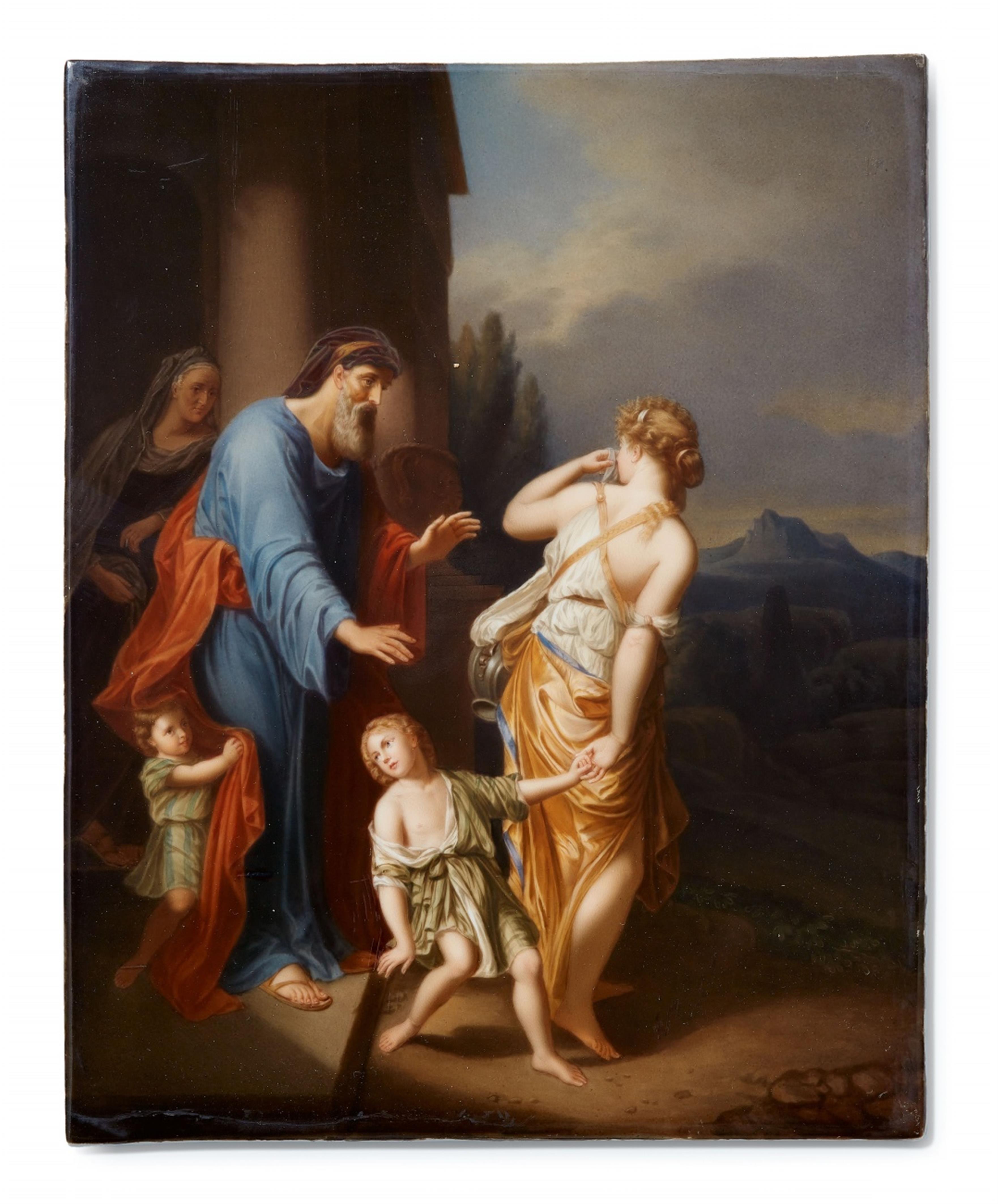 A Berlin KPM porcelain plaque with the Expulsion of Hagar - image-1