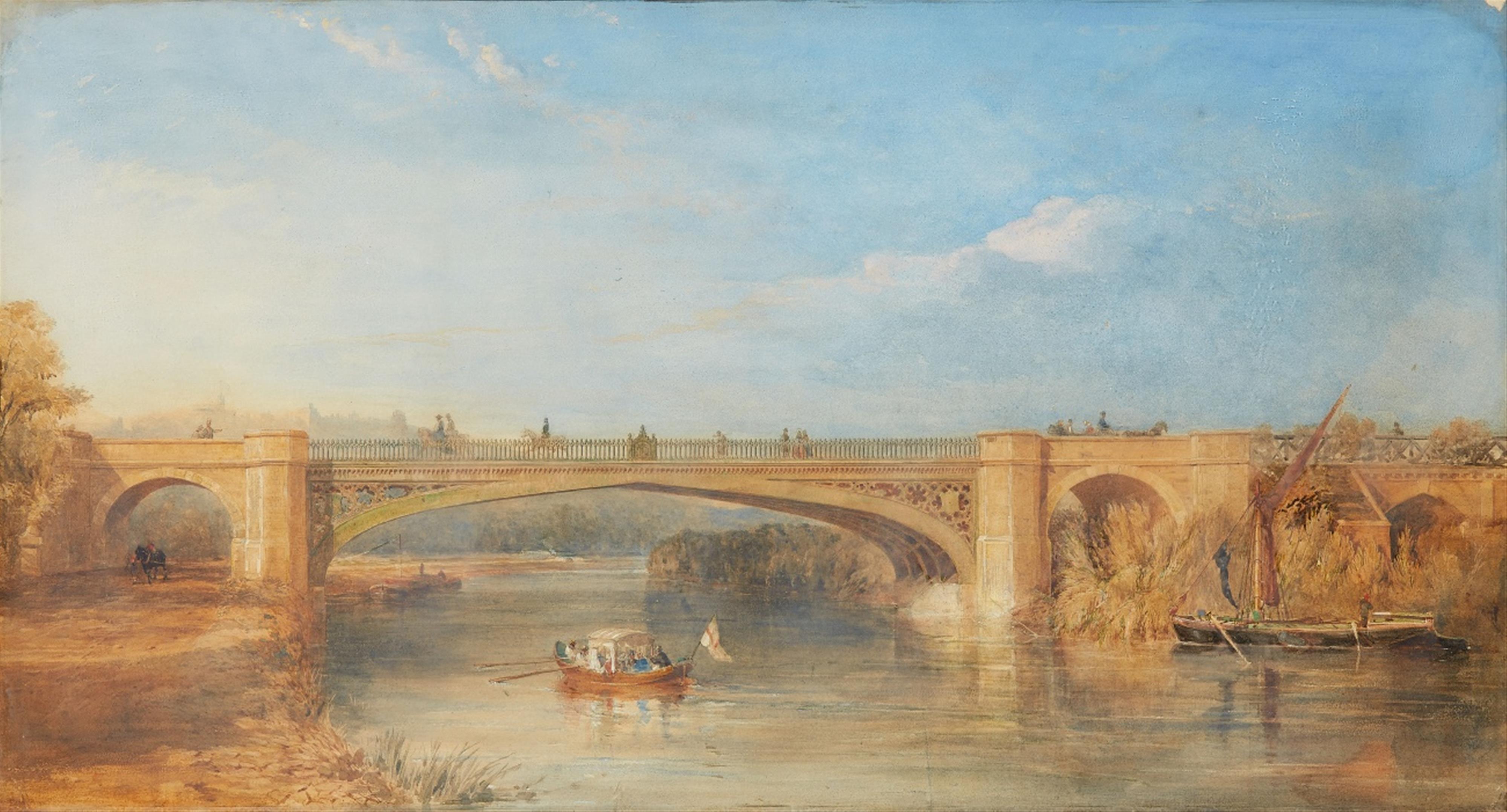 English School 19th century - Victoria Bridge over the Thames near Datchet - image-1