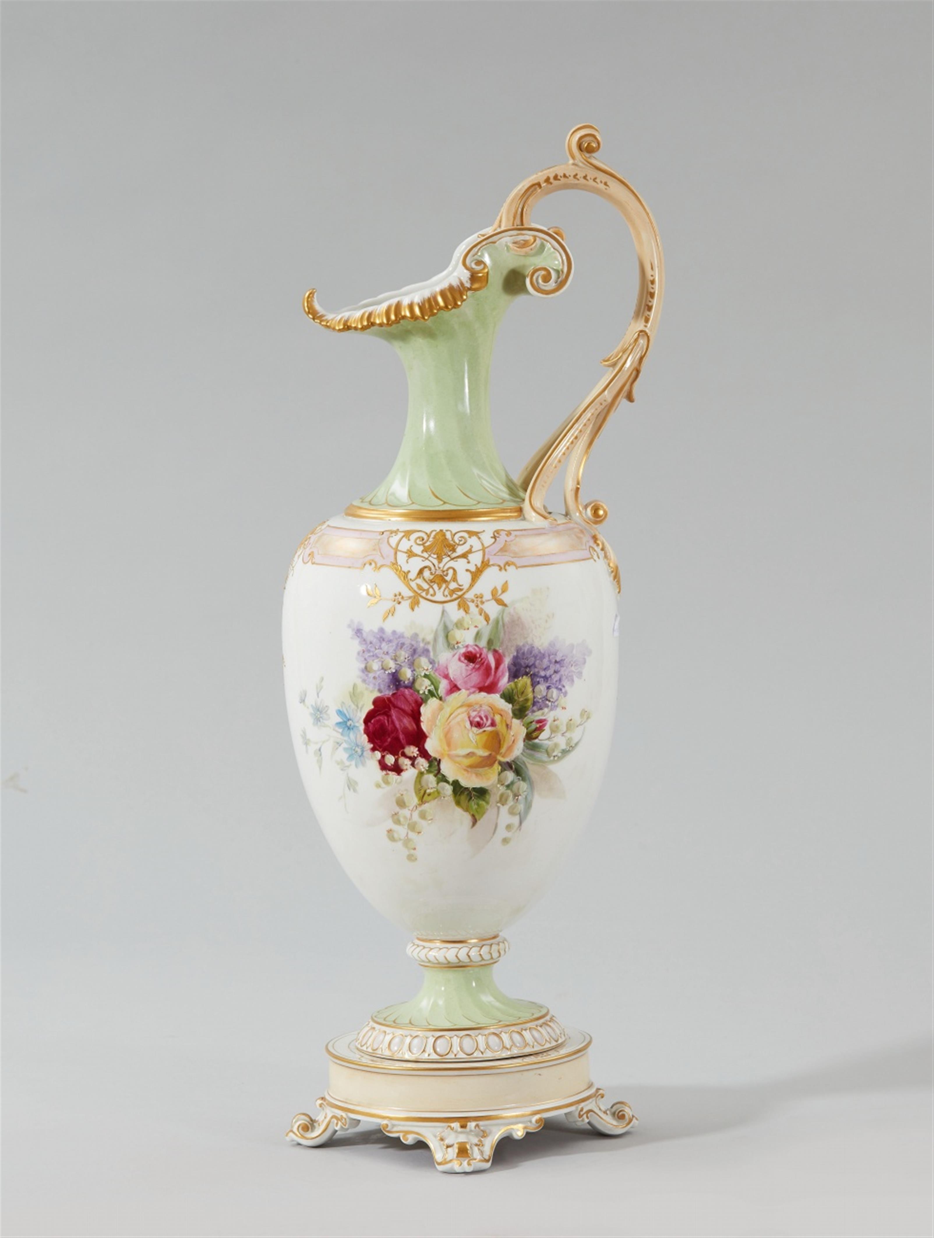 A Berlin KPM porcelain jug with hausmaler decor - image-1