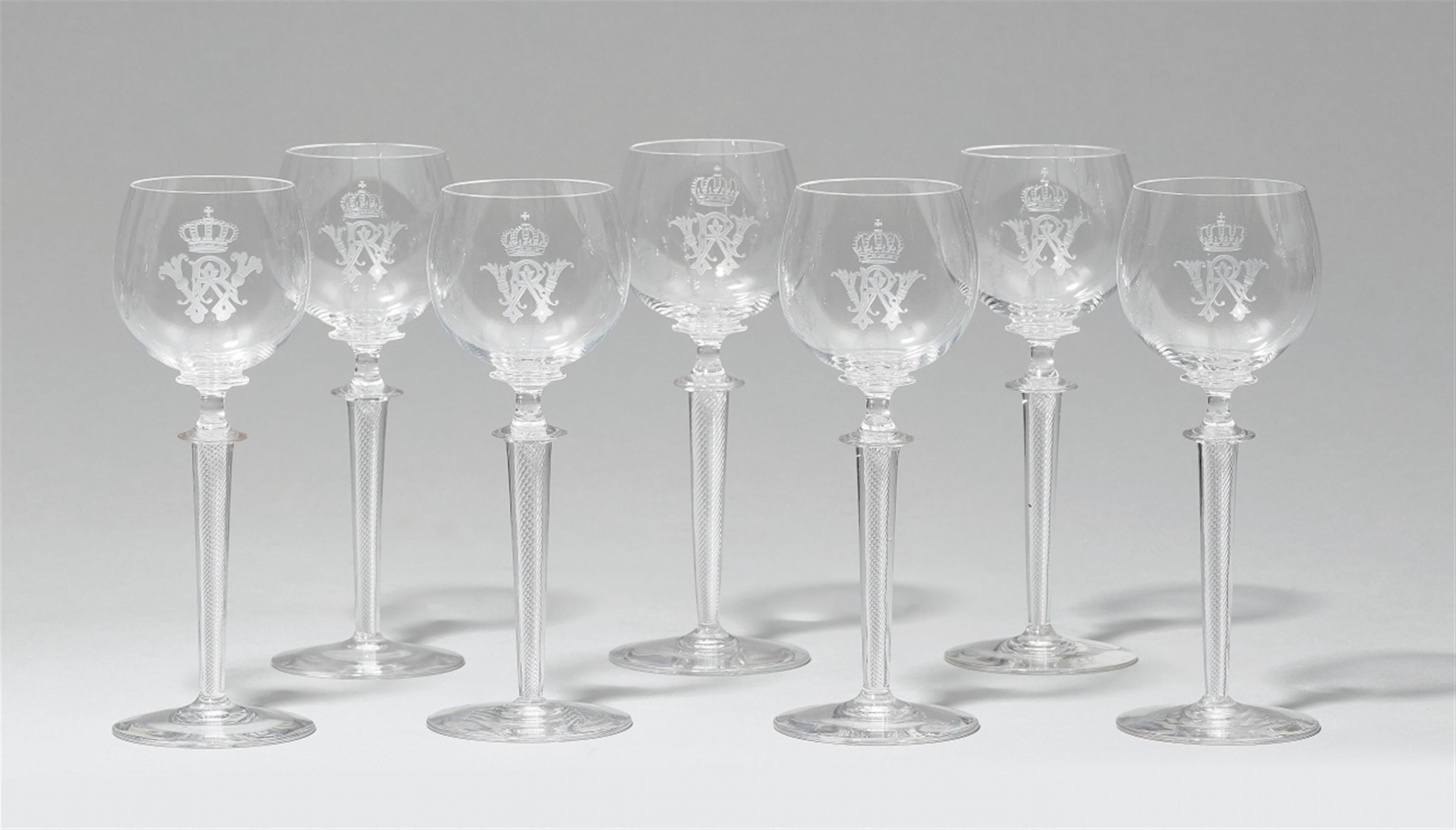 Seven glass wine goblets with the Imperial monogram - image-1