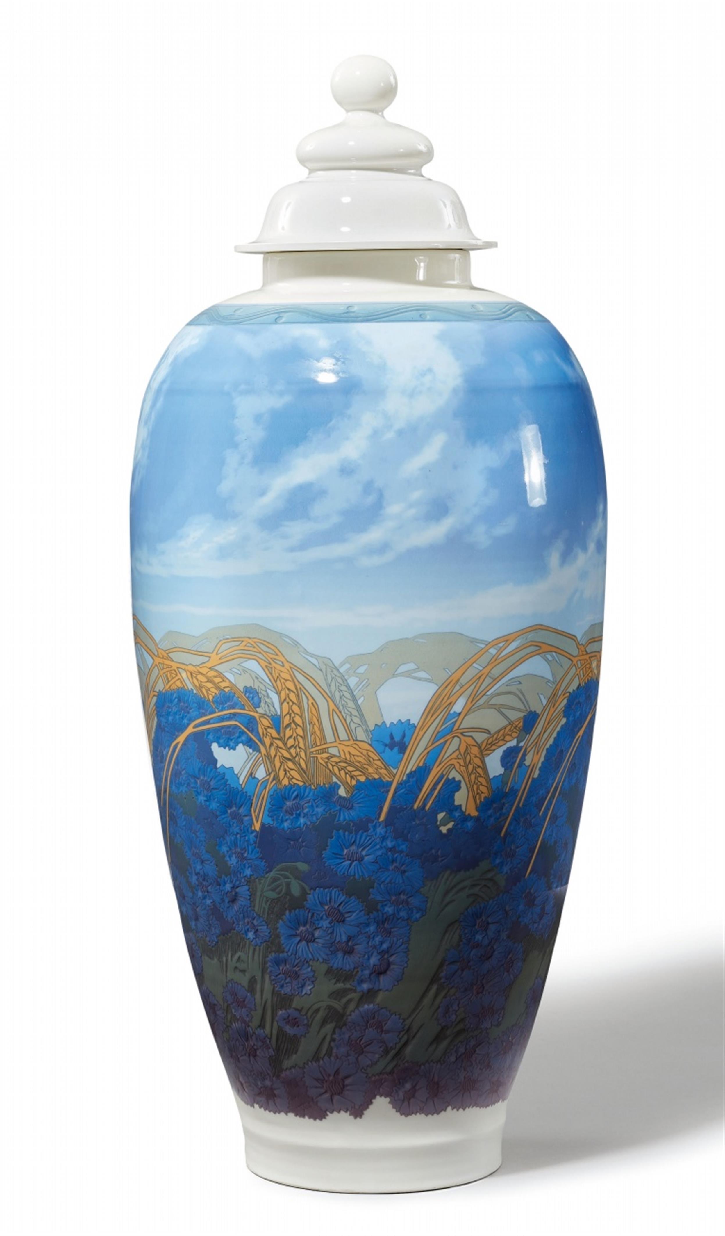 An important Berlin KPM porcelain vase with cornfield decor - image-1