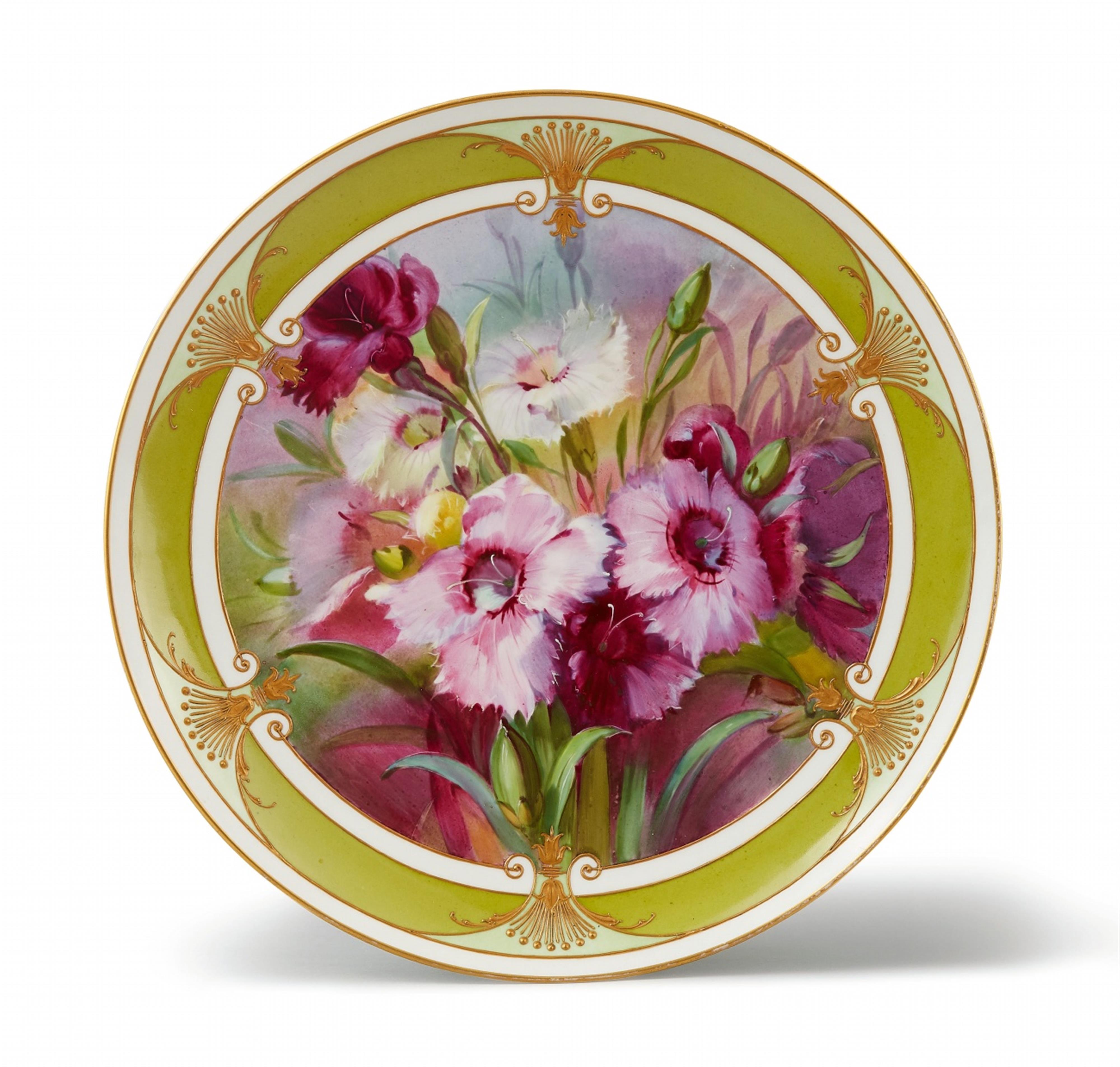 A Berlin KPM porcelain display plate with Carthusian pinks - image-1