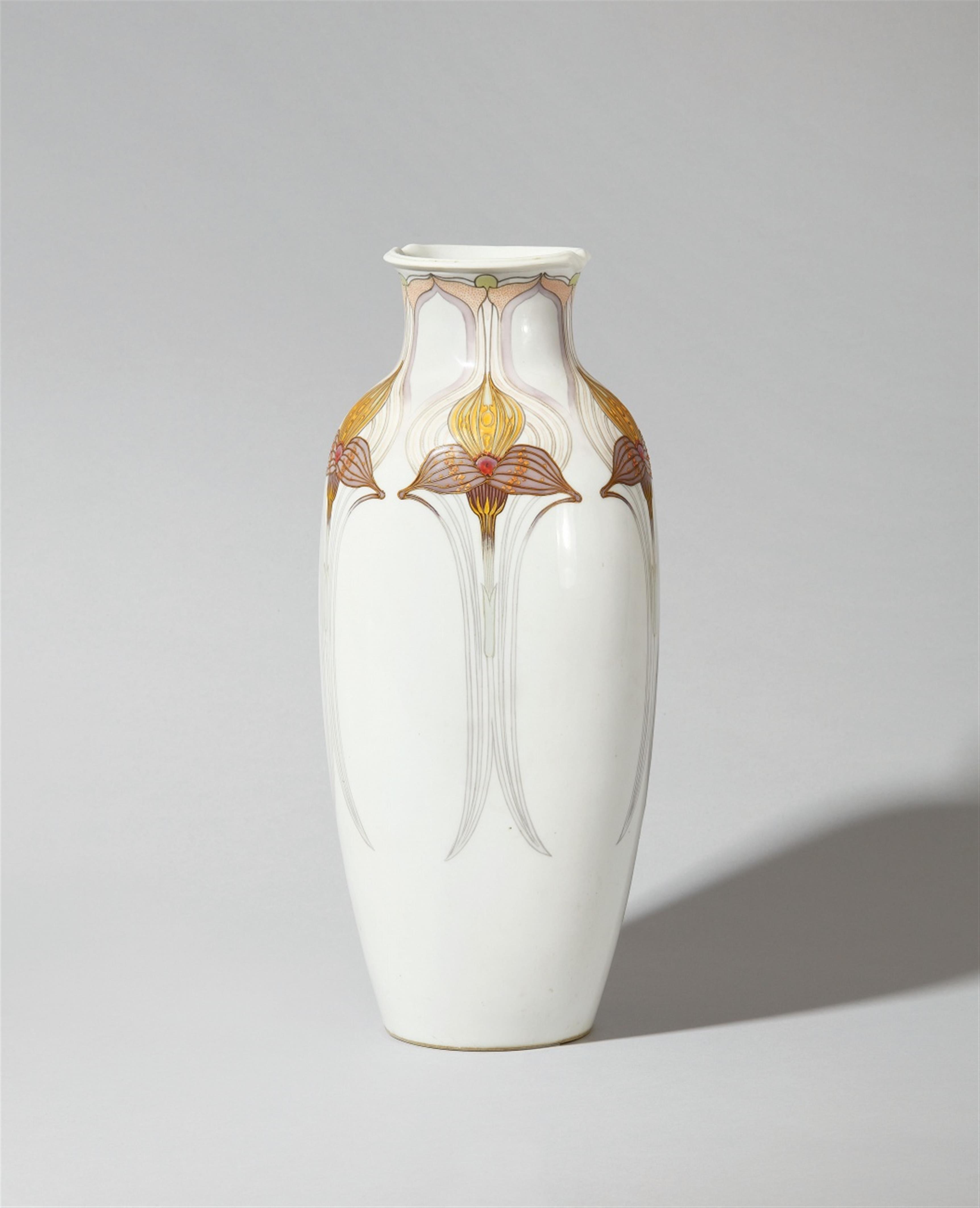 A Berlin KPM porcelain vase with orchid decor - image-1