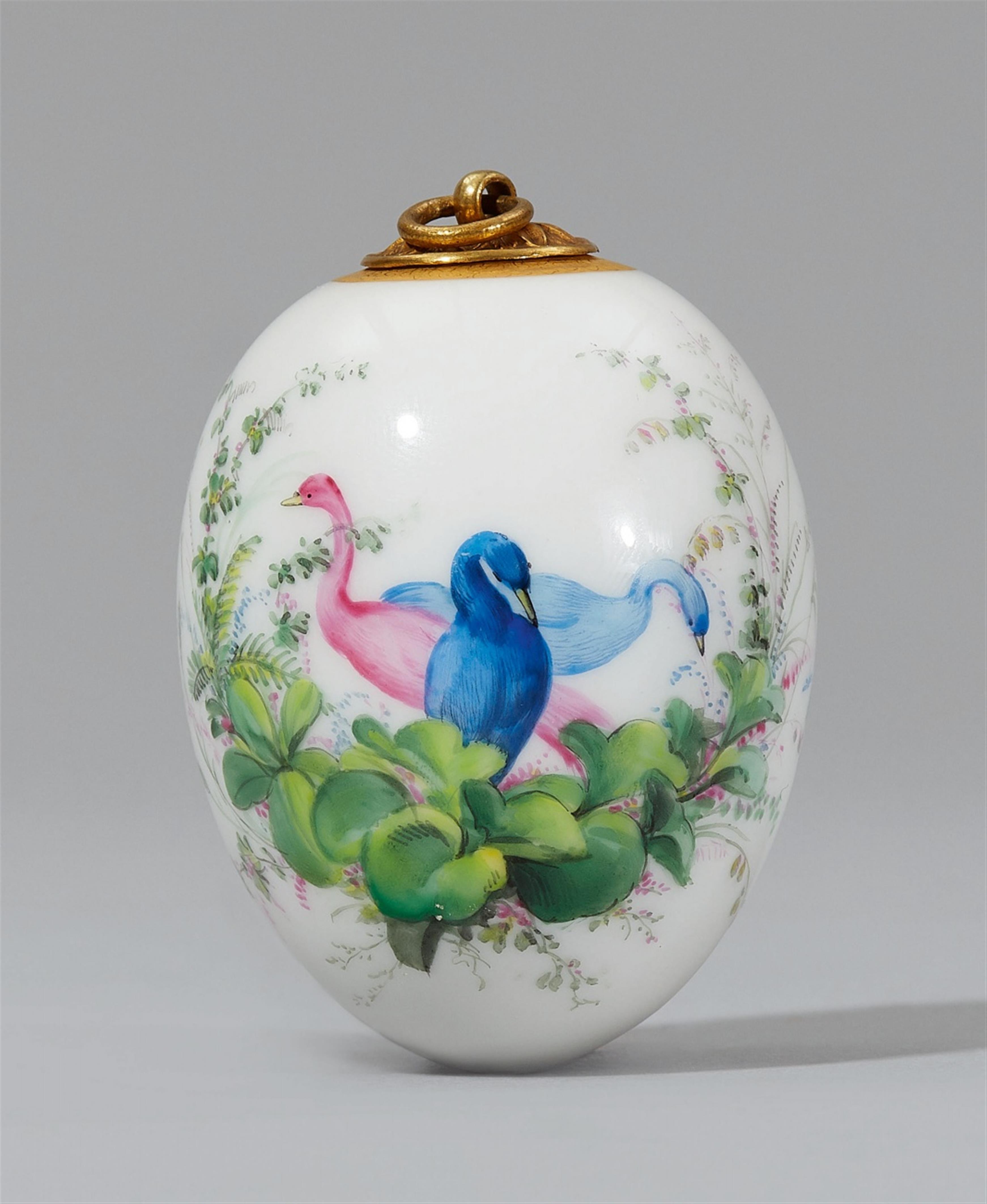 A Berlin KPM porcelain easter egg with birds of paradise - image-1