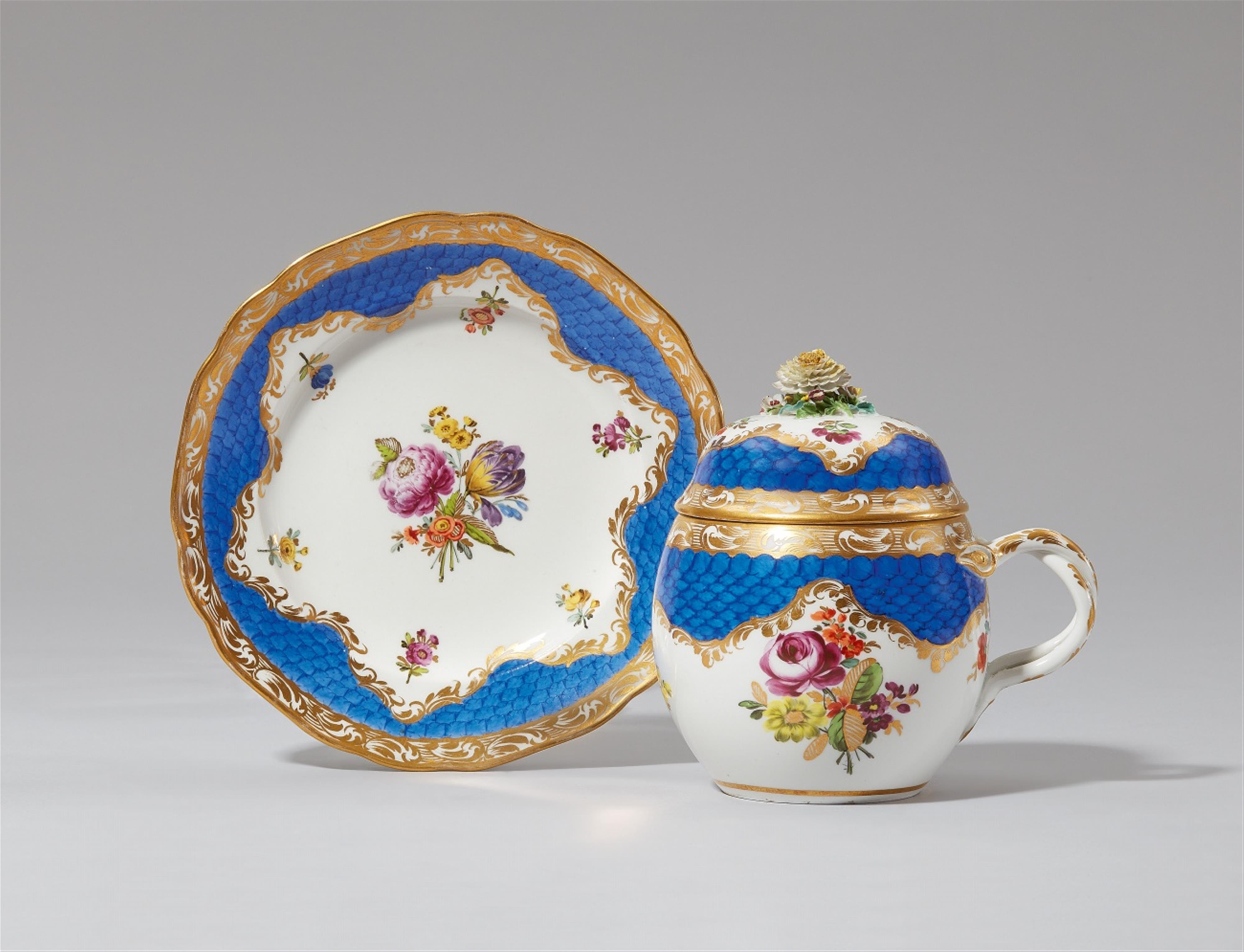 A large Vienna porcelain bouillon mug and saucer - image-1