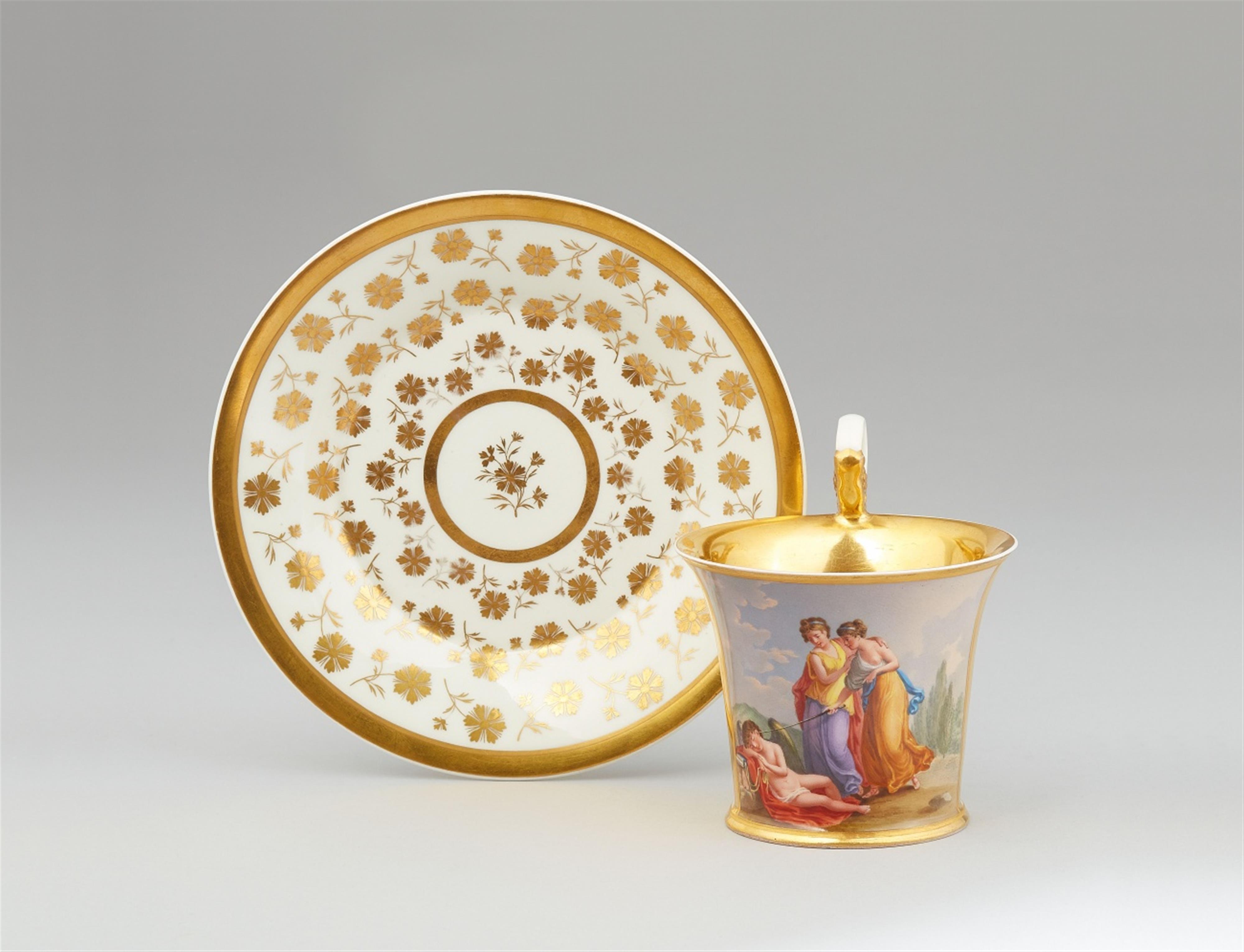 A Vienna porcelain cup and saucer with a motif after Angelika Kauffmann - image-1