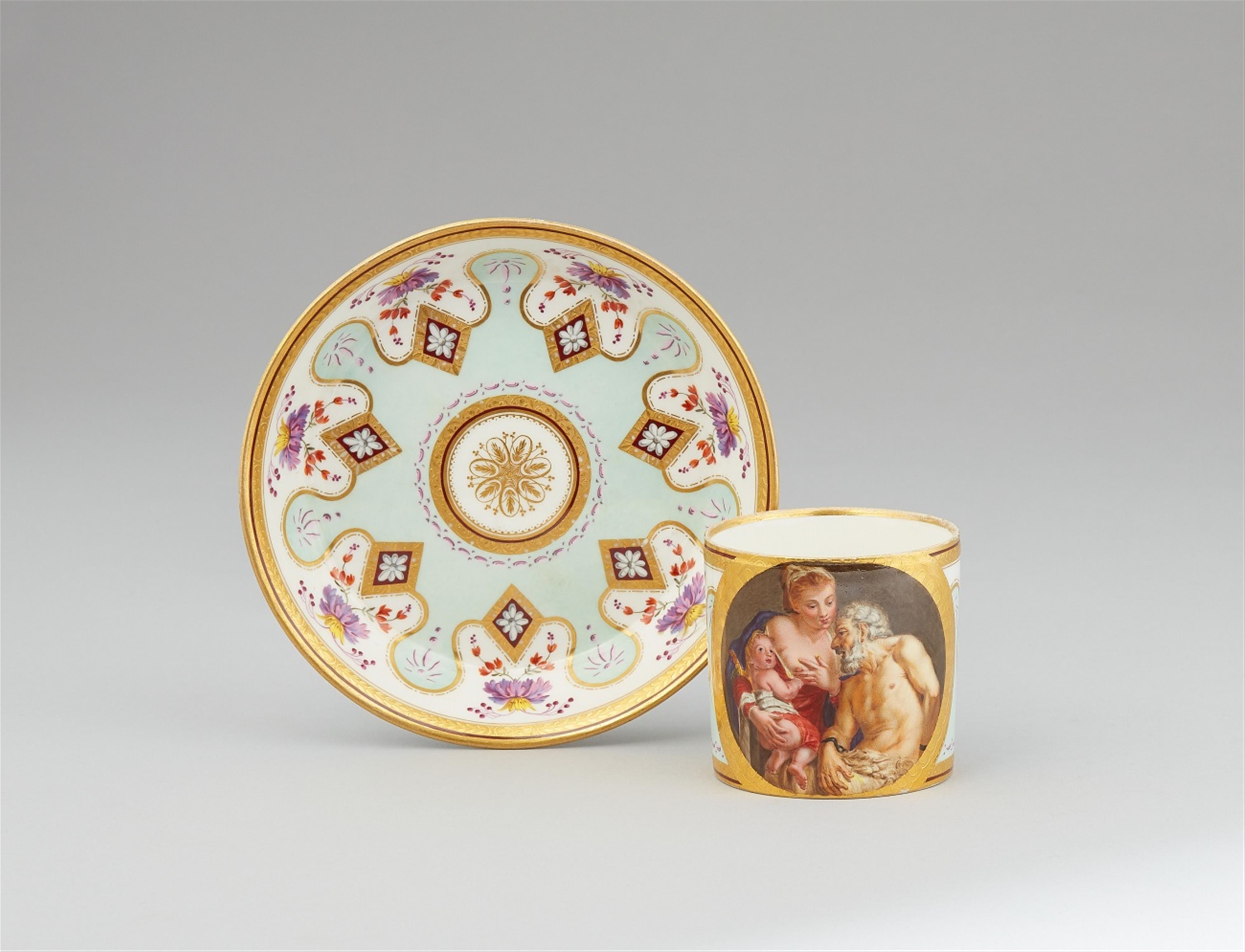 A Vienna porcelain cup and saucer with a painting reproduction after Carlo Cignani - image-1