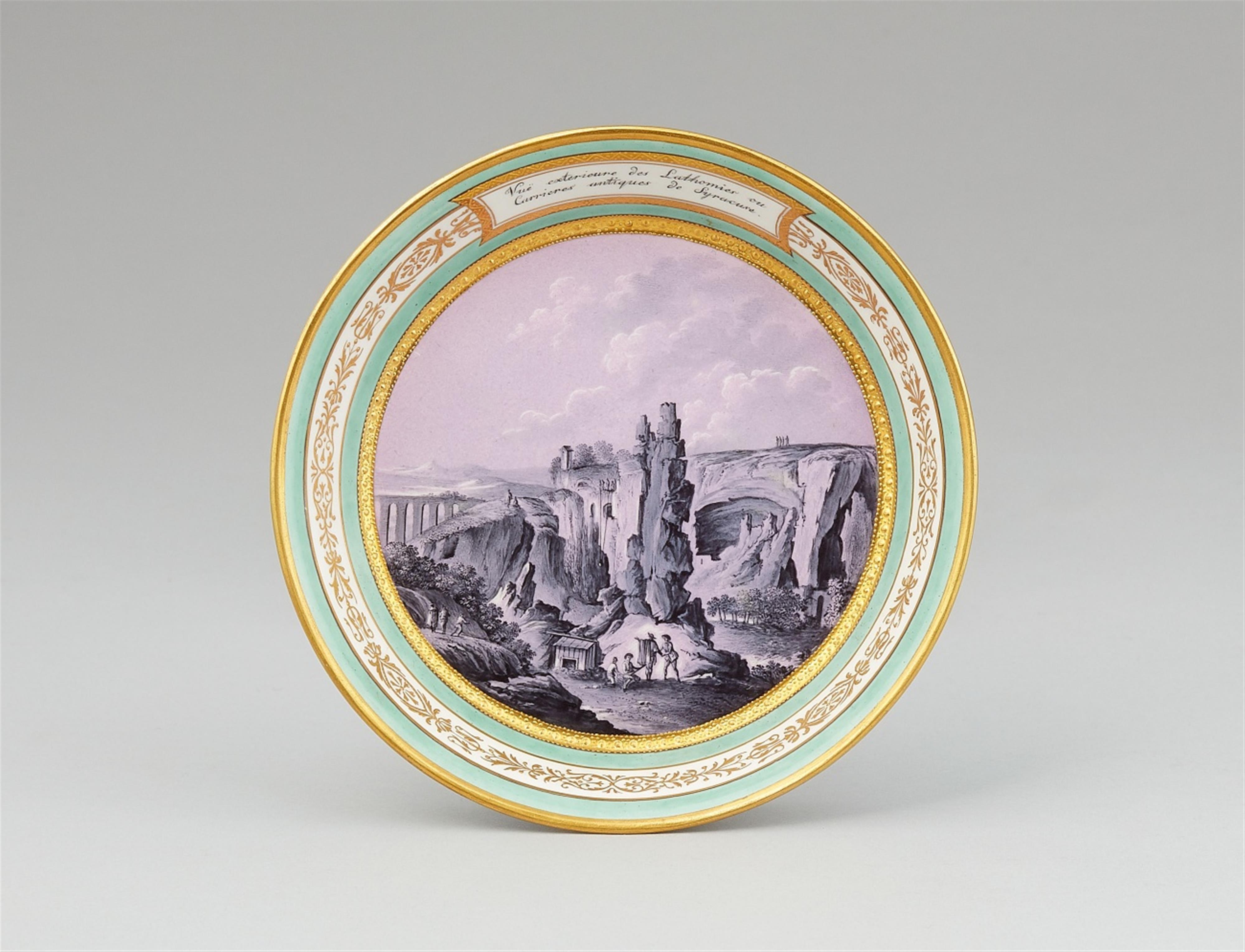 A Vienna porcelain cup and saucer with views of Syracuse - image-2