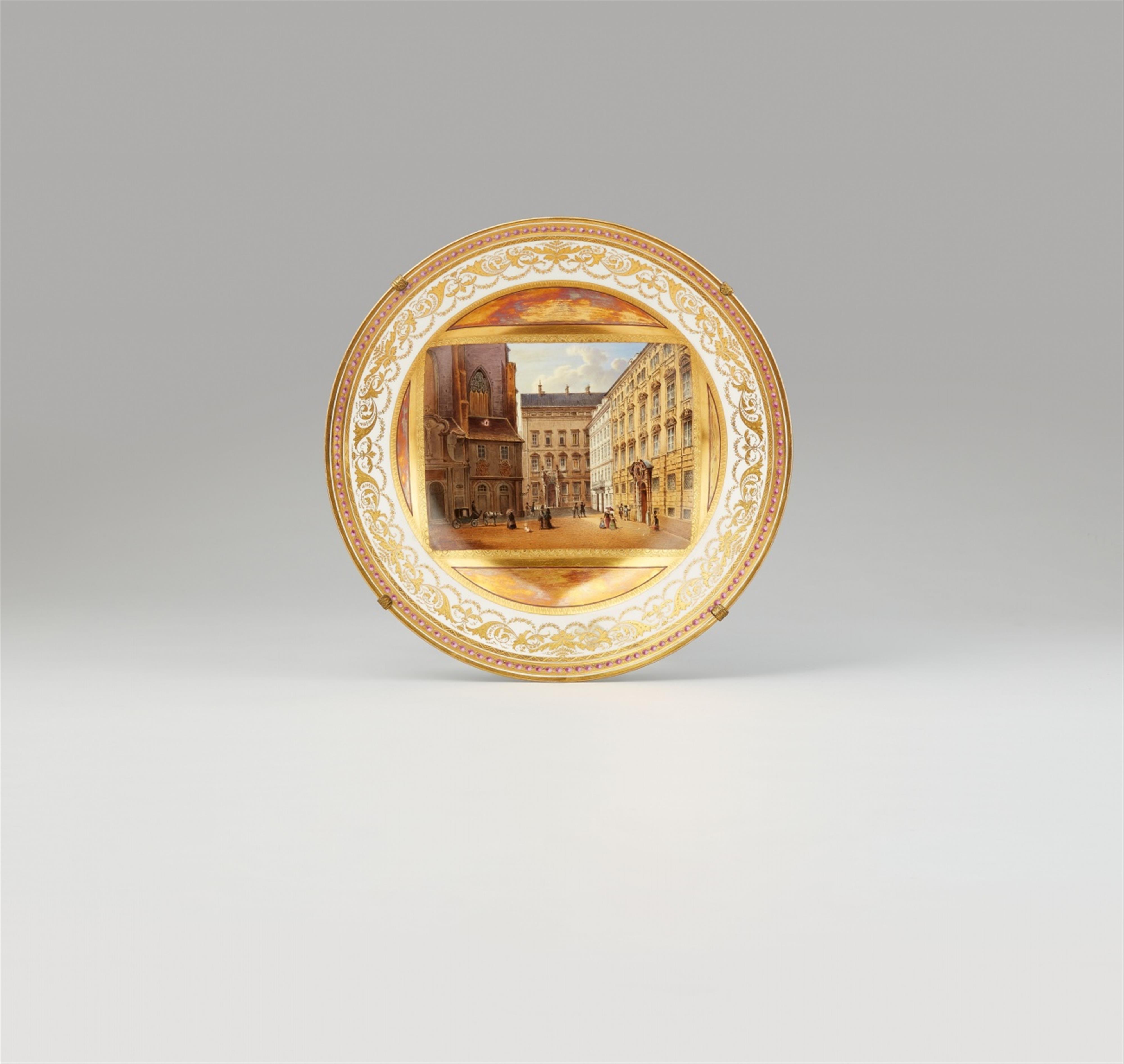 A Vienna porcelain plate with a view of Minoritenplatz - image-1