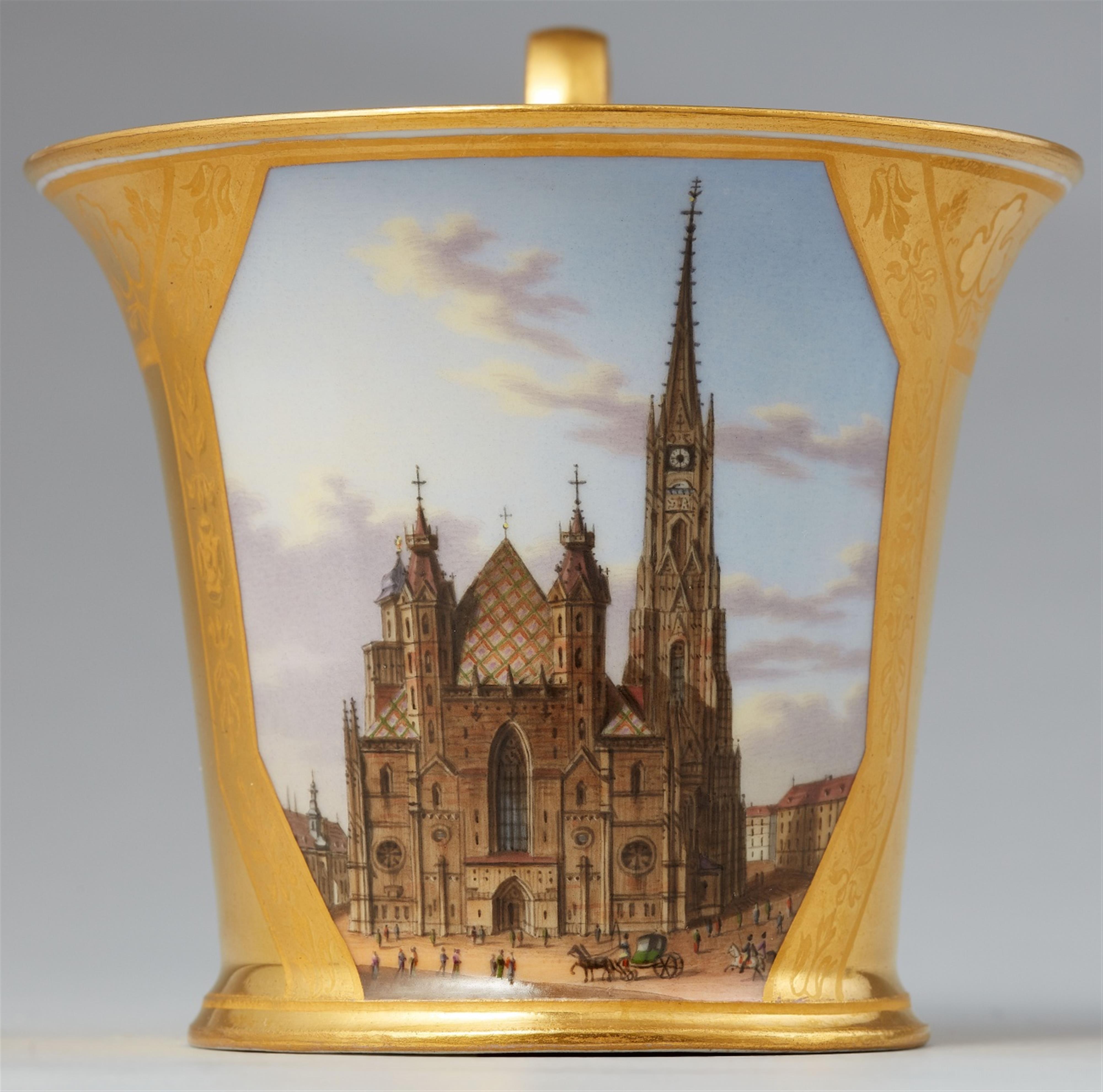 A Vienna porcelain cup and saucer with views of Vienna - image-2