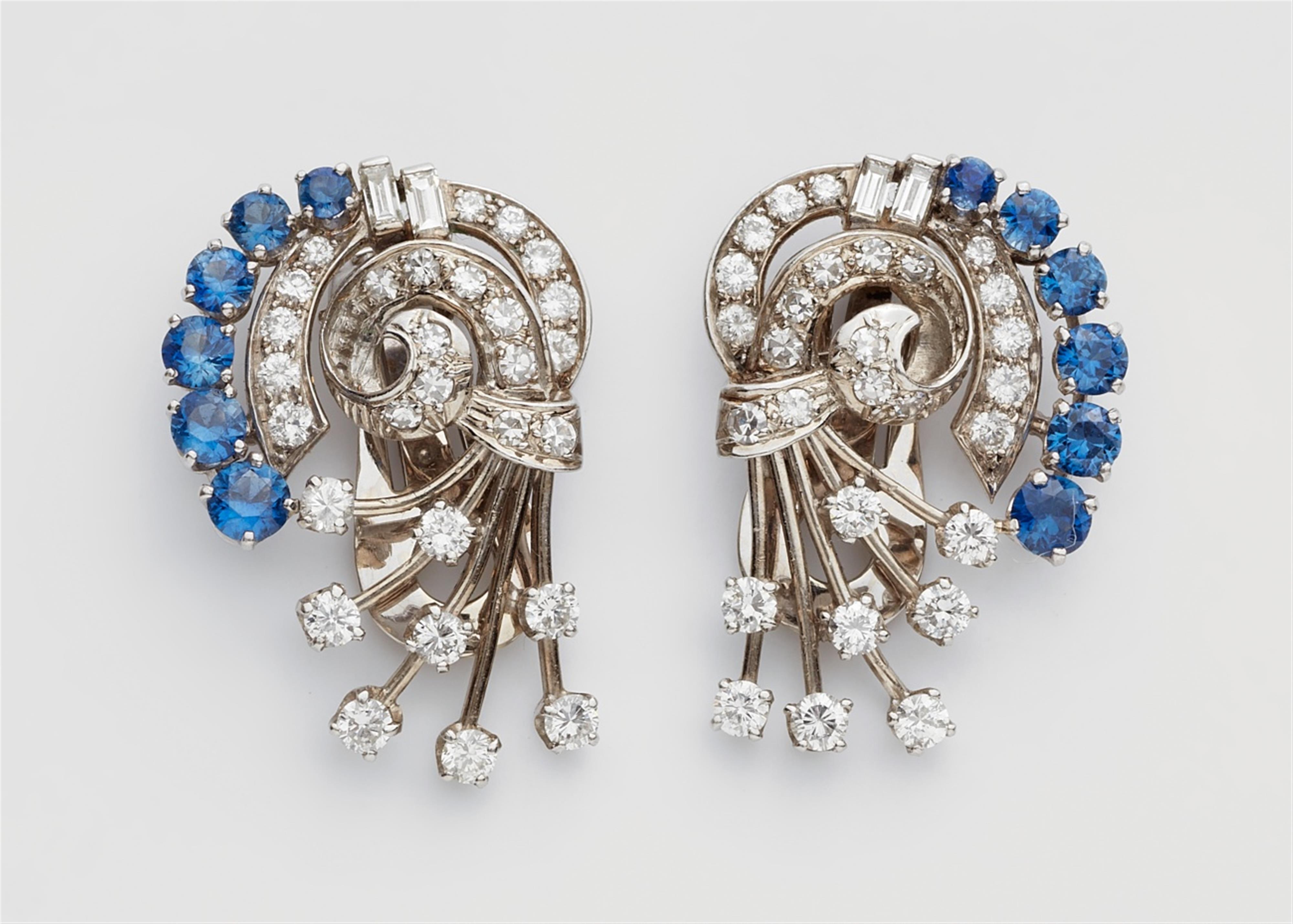 A pair of sapphire clip earrings - image-1