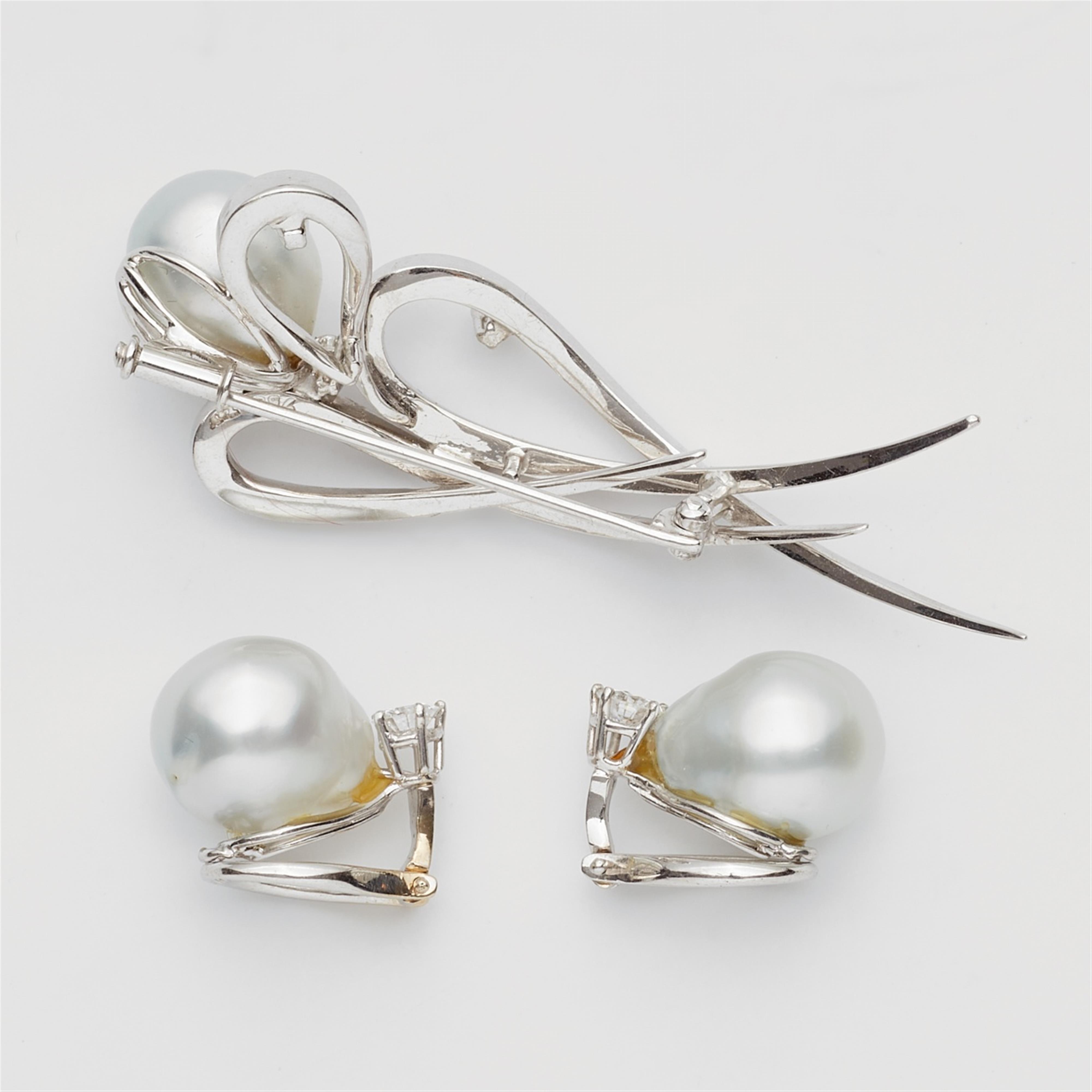An 18k white gold diamond and pearl demi-parure - image-2