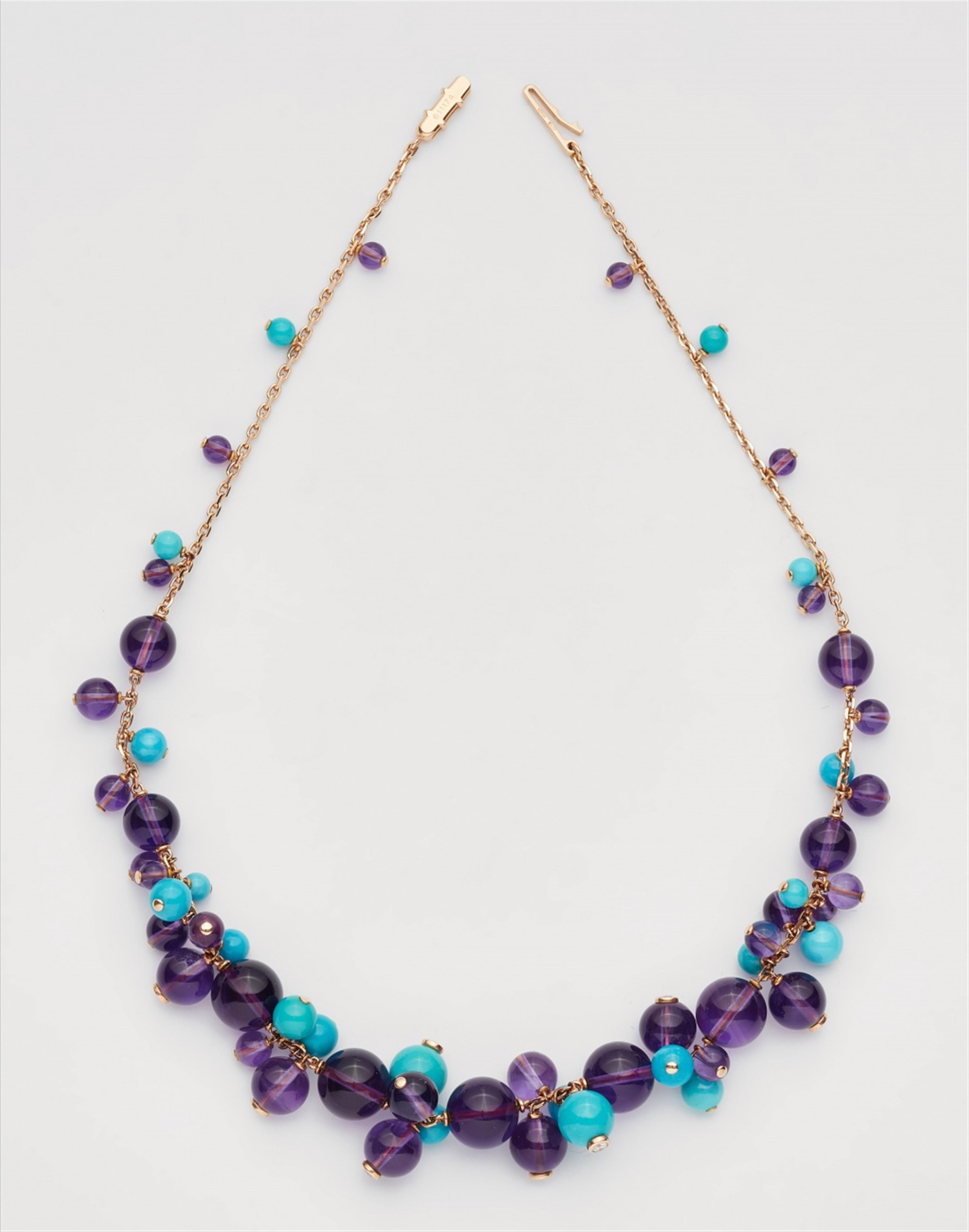An 18k rose gold turquoise and amethyst necklace "Les Delices de Goa" - image-1